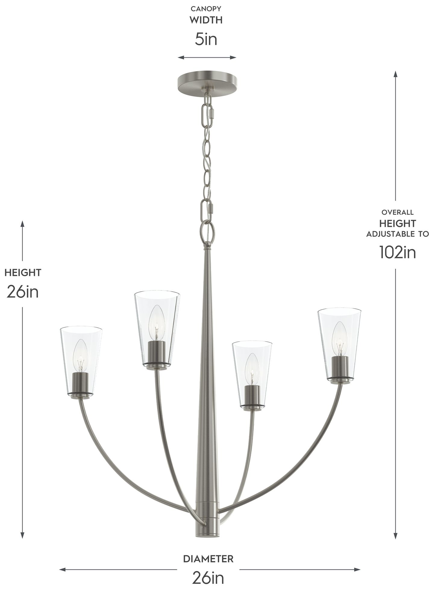 Image 6 Jheni Four-Light Chandelier with Clear Glass Shades more views