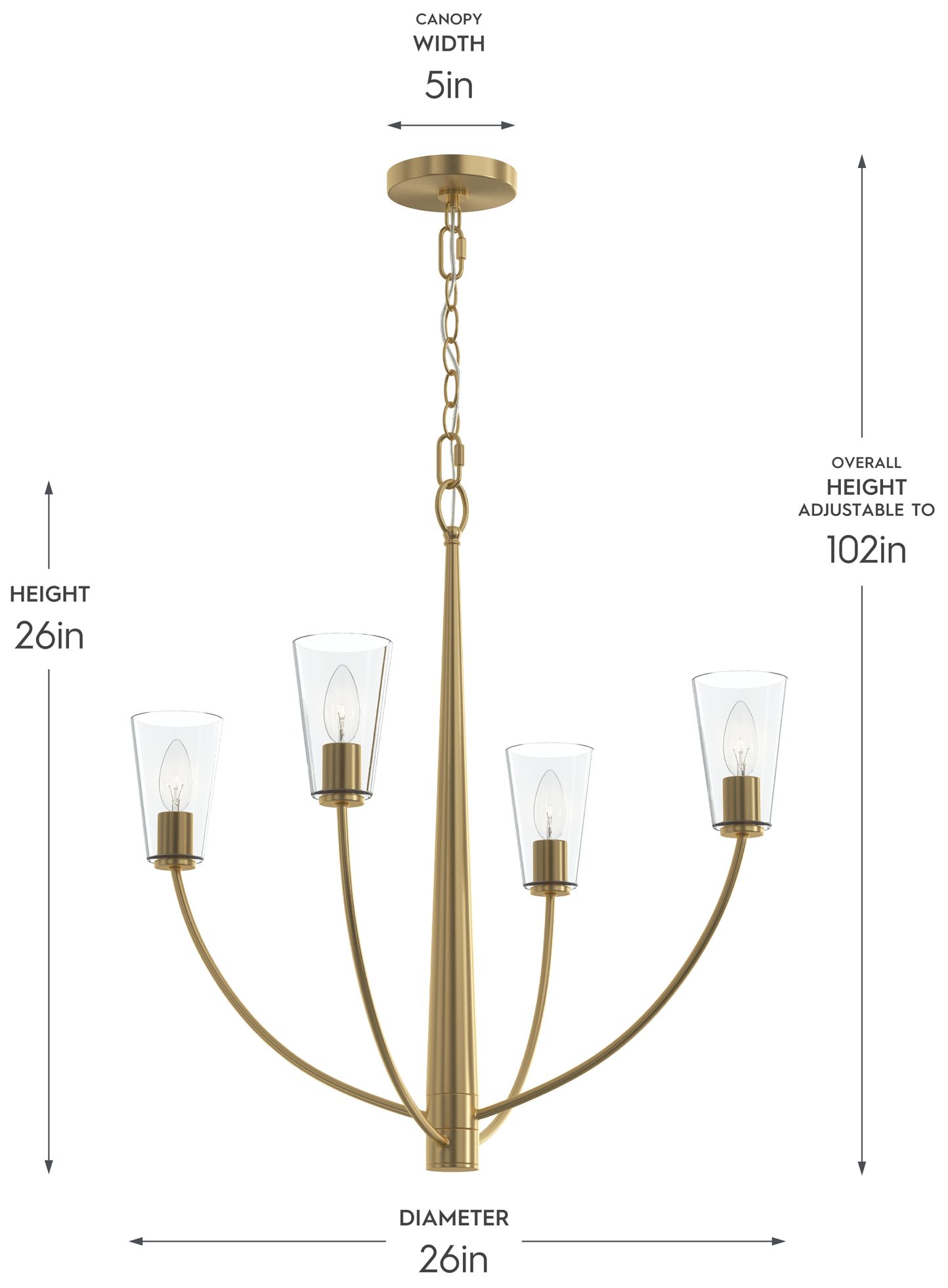 Image 6 Jheni Four-Light Chandelier with Clear Glass Shades more views