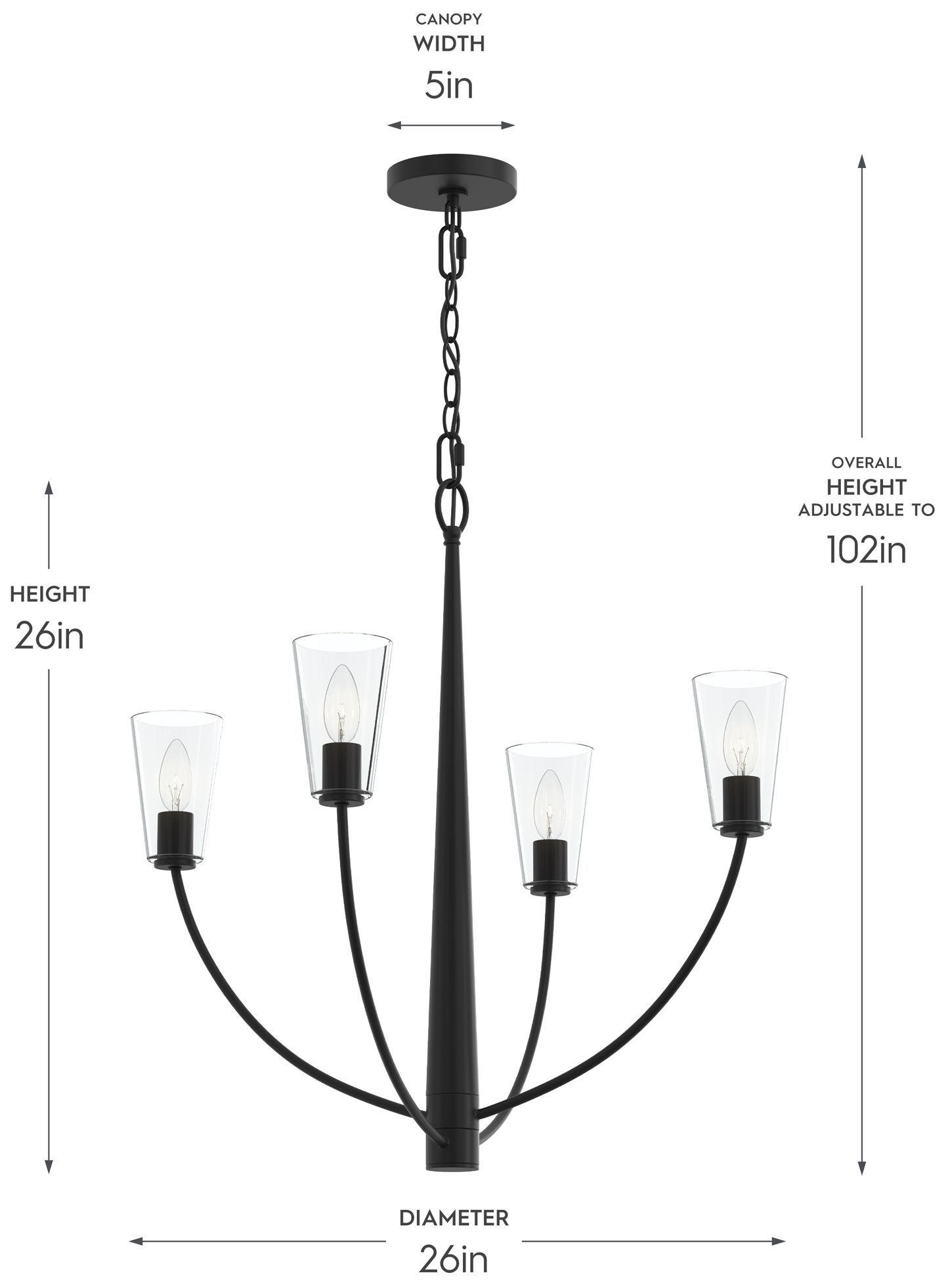 Image 6 Jheni Four-Light Chandelier with Clear Glass Shades more views