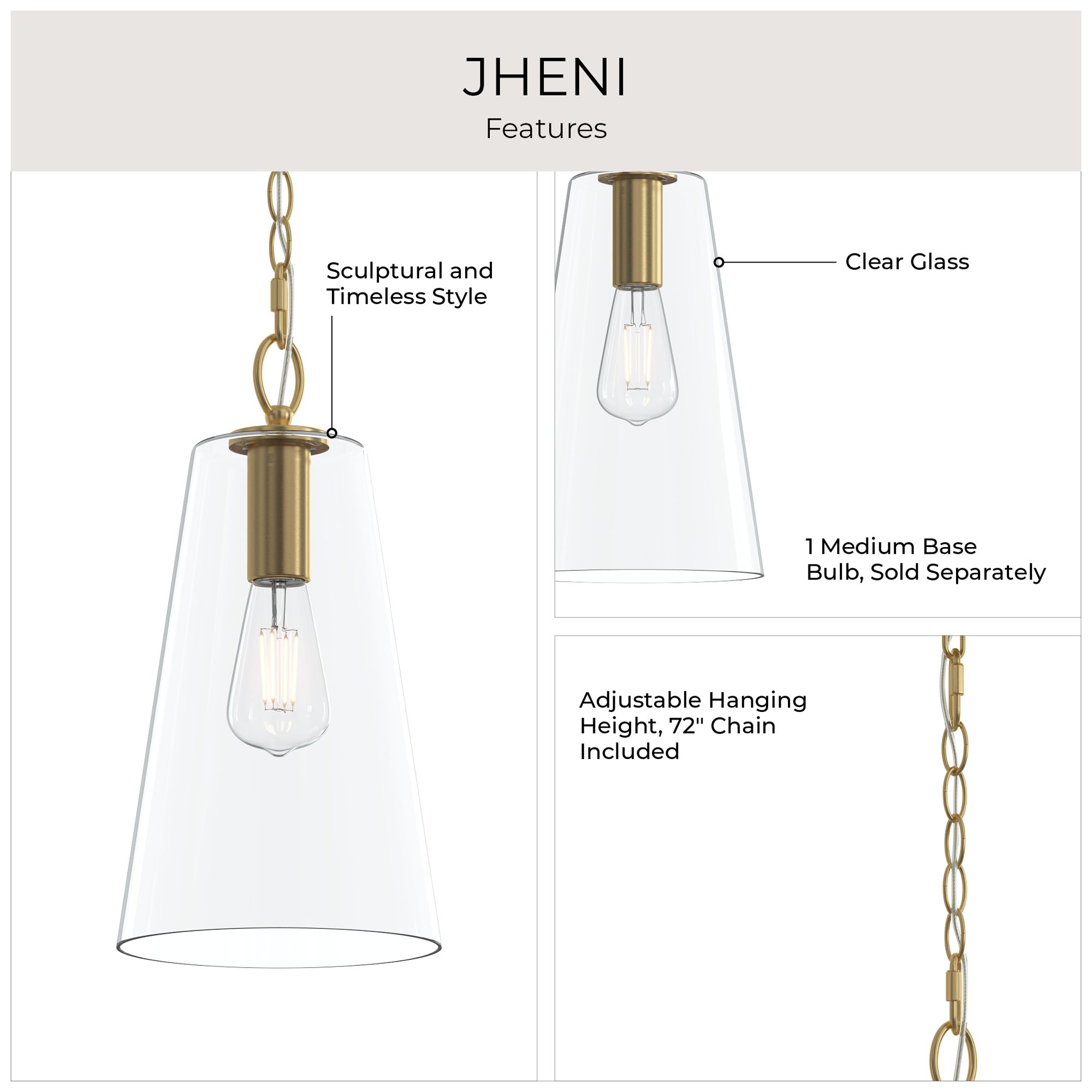 Jheni One-Light Pendant with Clear Glass Shade