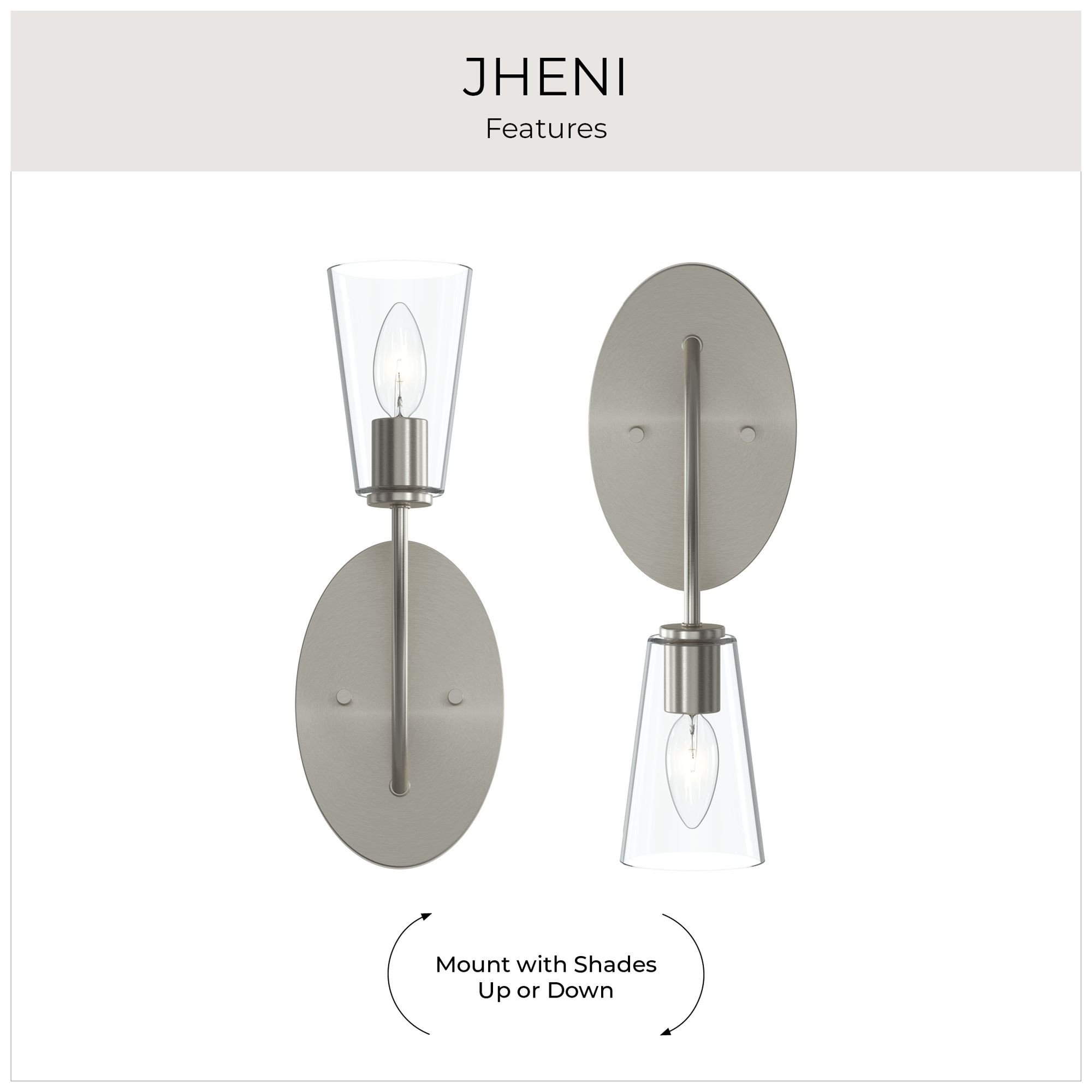 Jheni One-Light Wall Sconce with Clear Glass Shades