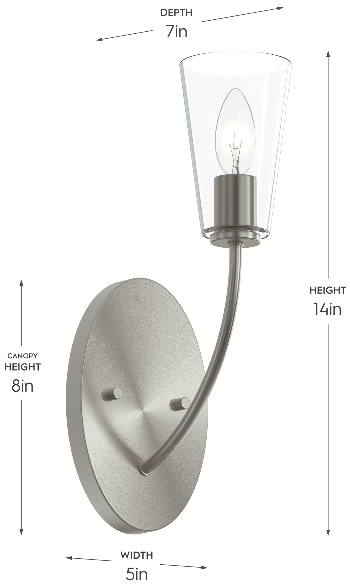 Image 6 Jheni One-Light Wall Sconce with Clear Glass Shades more views
