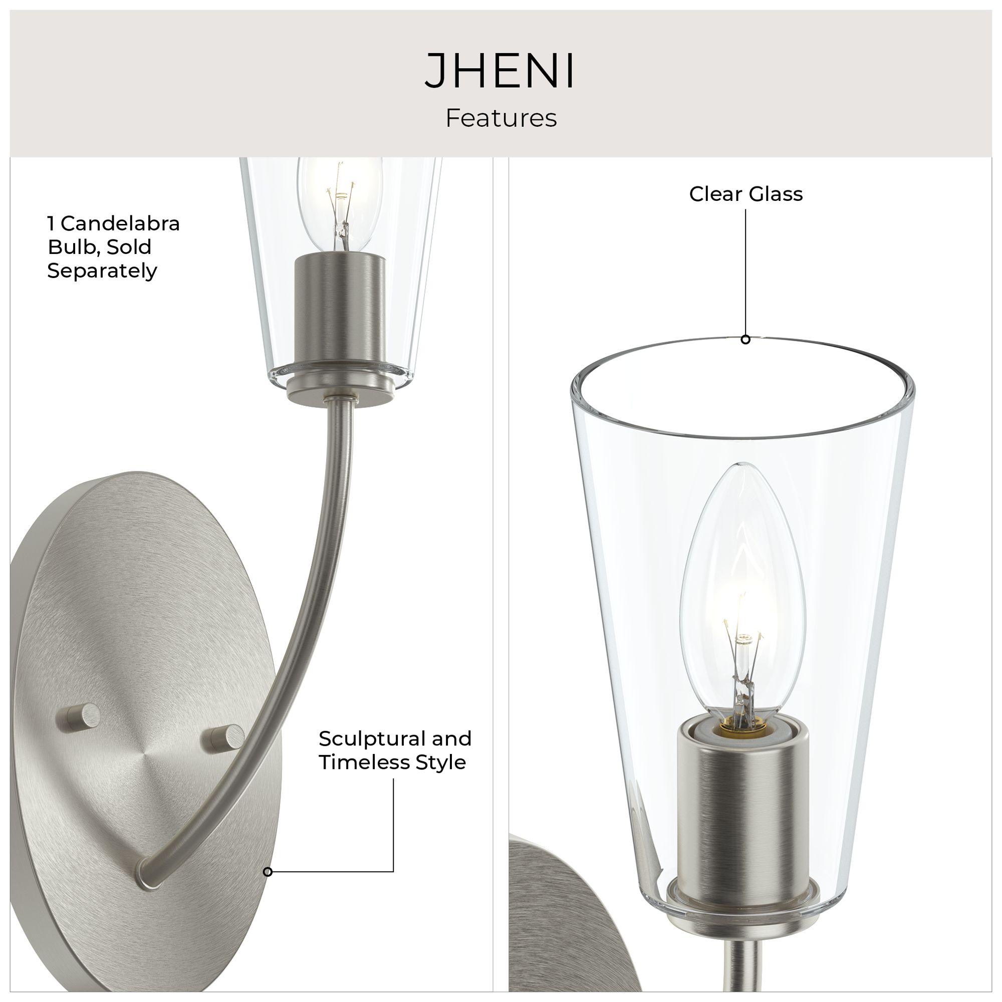 Jheni One-Light Wall Sconce with Clear Glass Shades