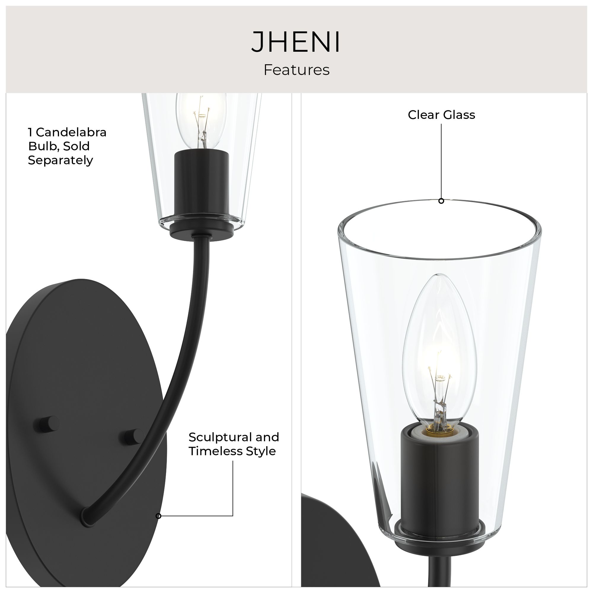 Jheni One-Light Wall Sconce with Clear Glass Shades