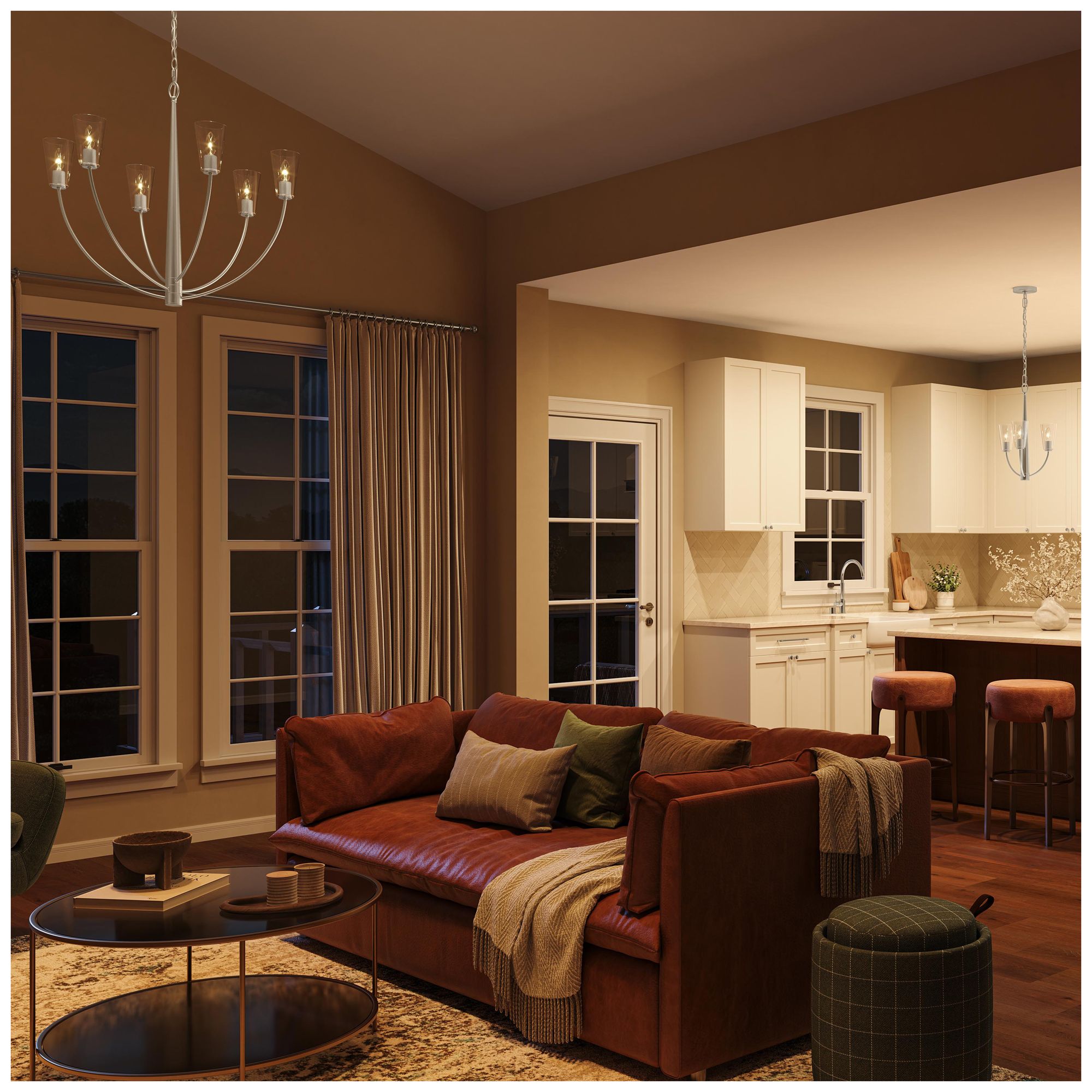 Image 5 Jheni Six-Light Chandelier with Clear Glass Shades more views