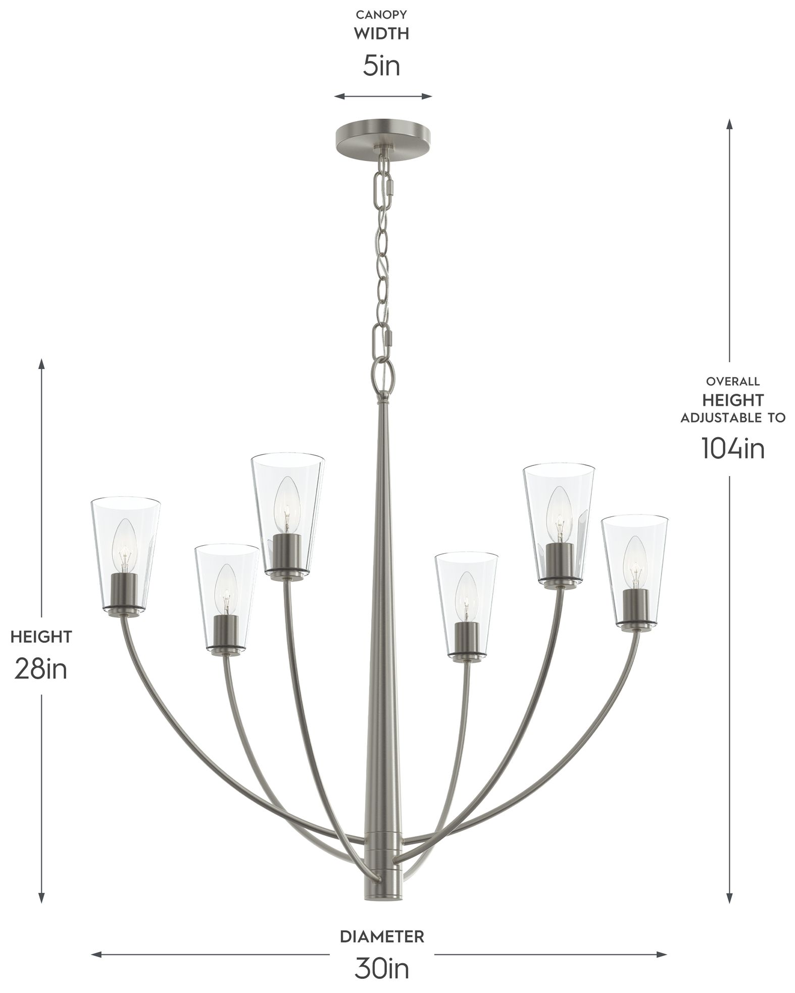 Image 6 Jheni Six-Light Chandelier with Clear Glass Shades more views