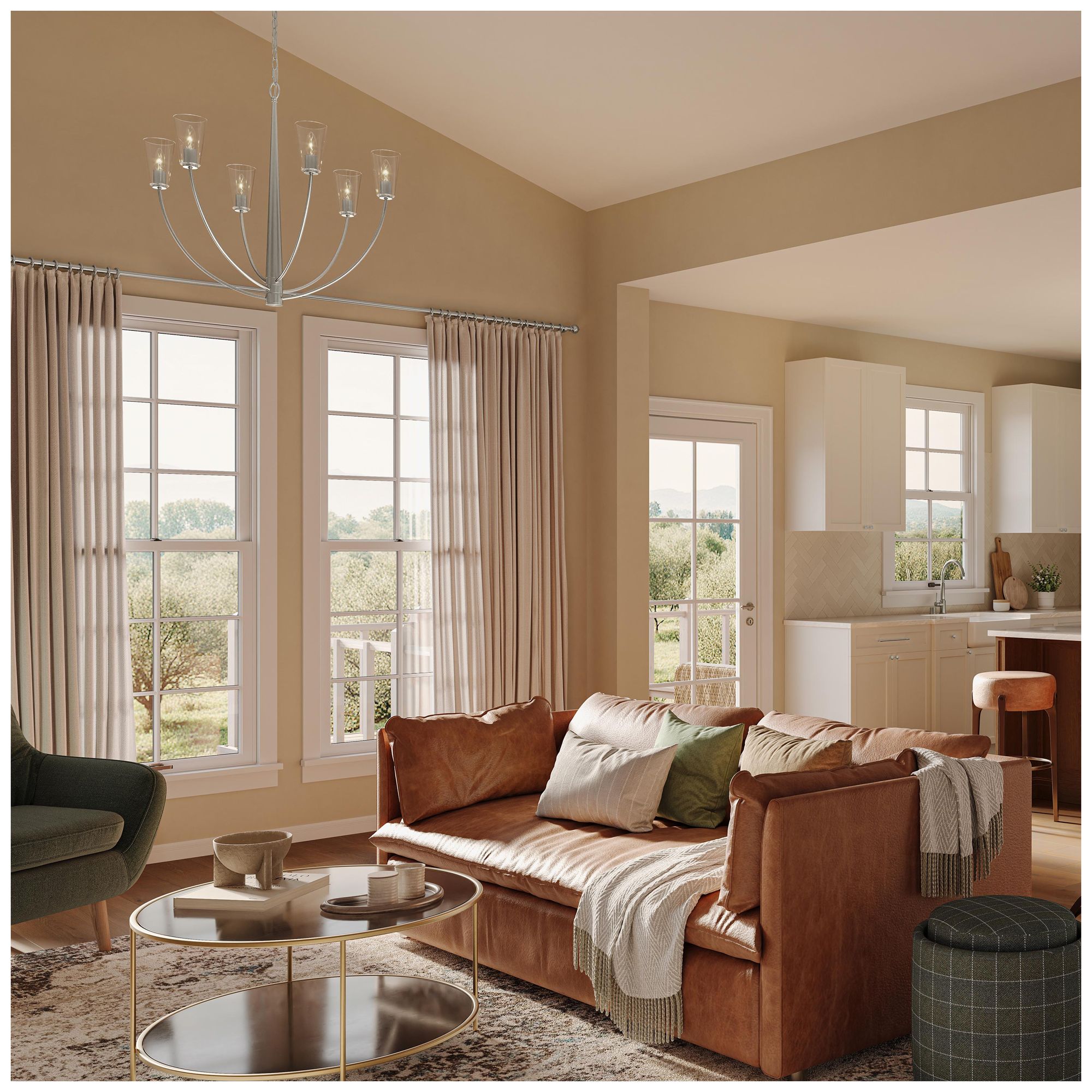 Jheni Six-Light Chandelier with Clear Glass Shades