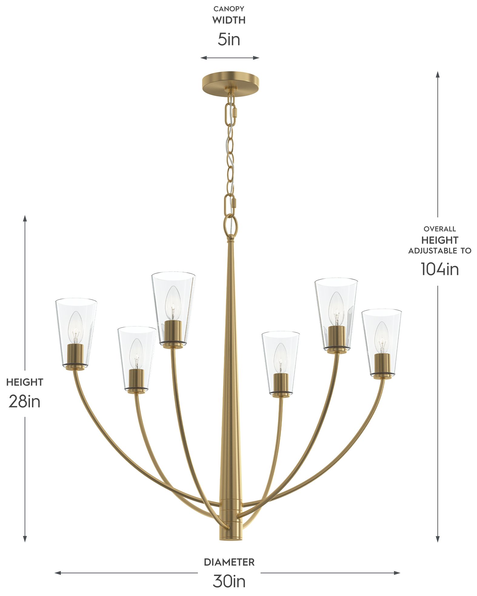 Image 6 Jheni Six-Light Chandelier with Clear Glass Shades more views