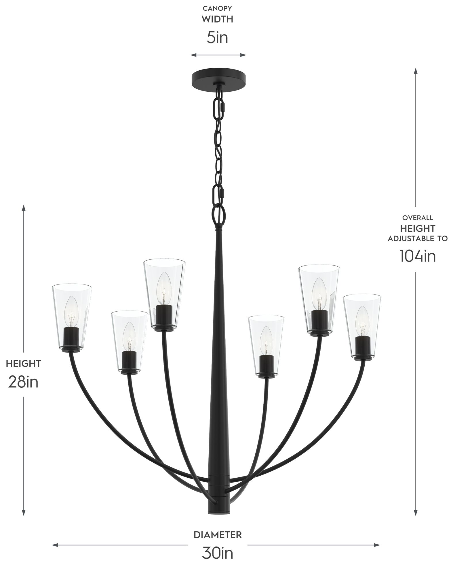 Image 6 Jheni Six-Light Chandelier with Clear Glass Shades more views