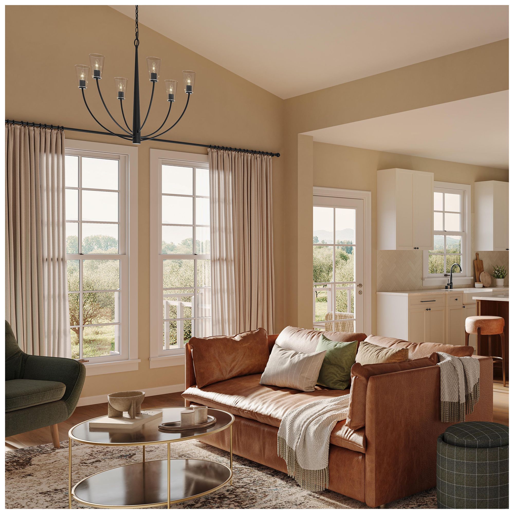 Jheni Six-Light Chandelier with Clear Glass Shades