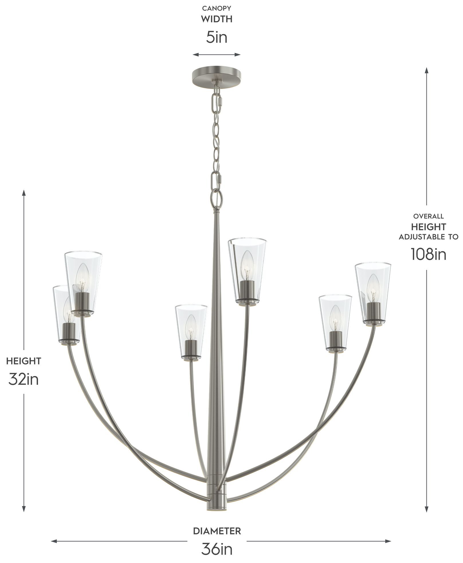 Image 6 Jheni Six-Light Large Chandelier with Clear Glass Shades more views