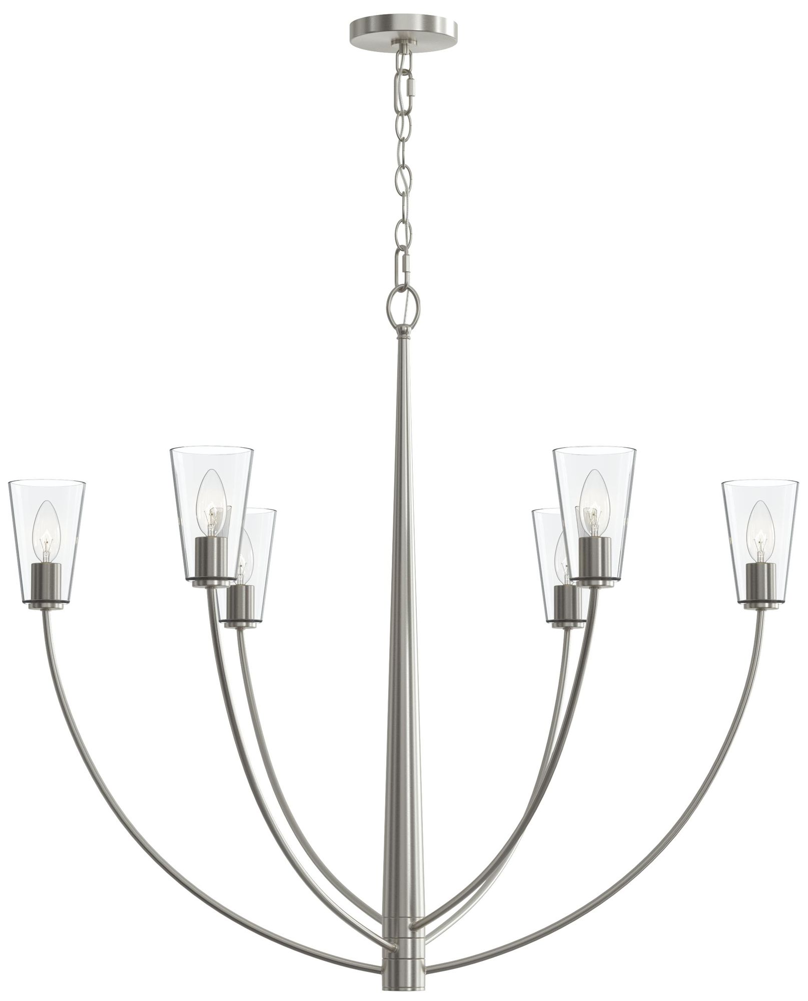 Jheni Six-Light Large Chandelier with Clear Glass Shades
