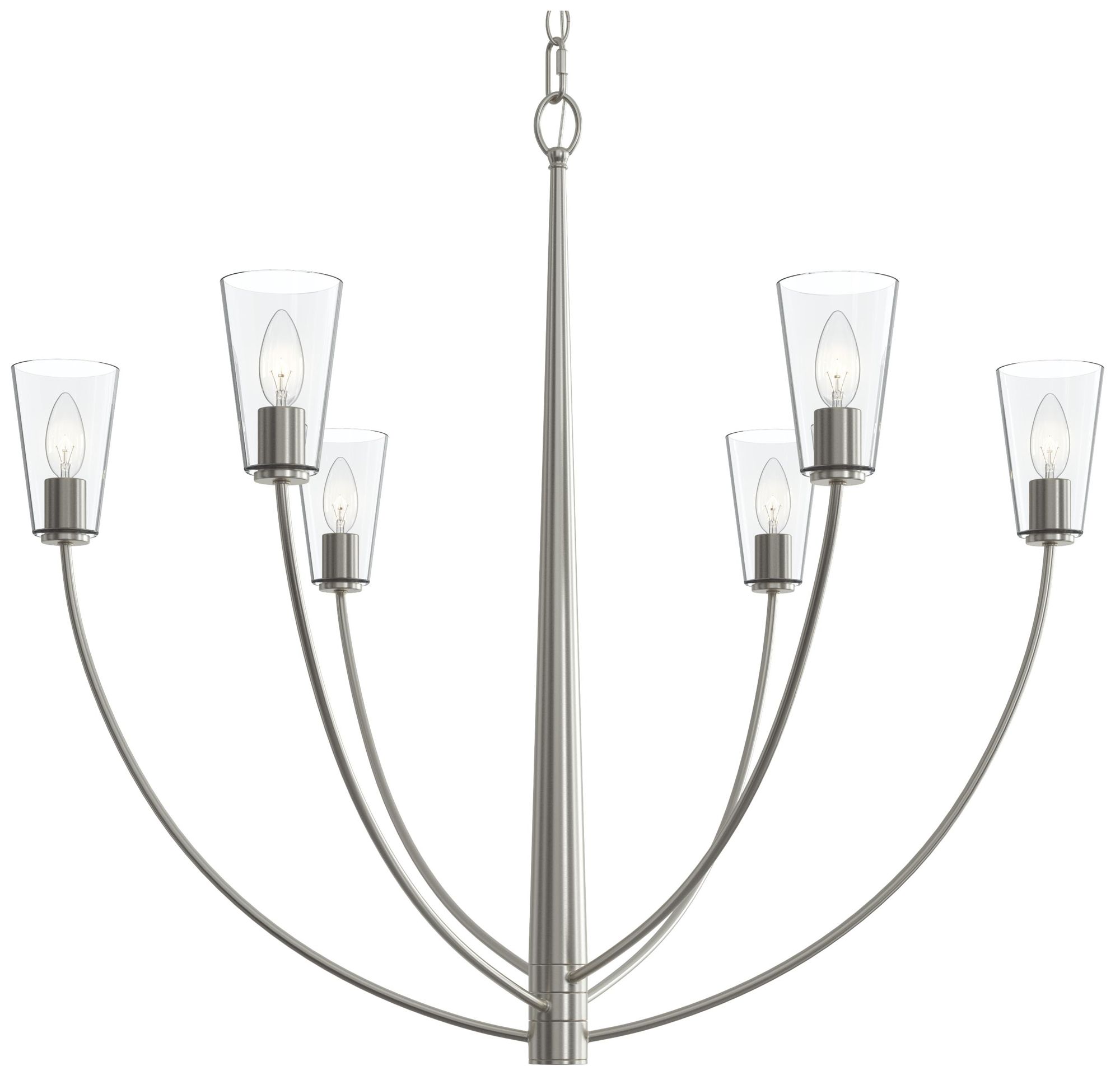 Jheni Six-Light Large Chandelier with Clear Glass Shades