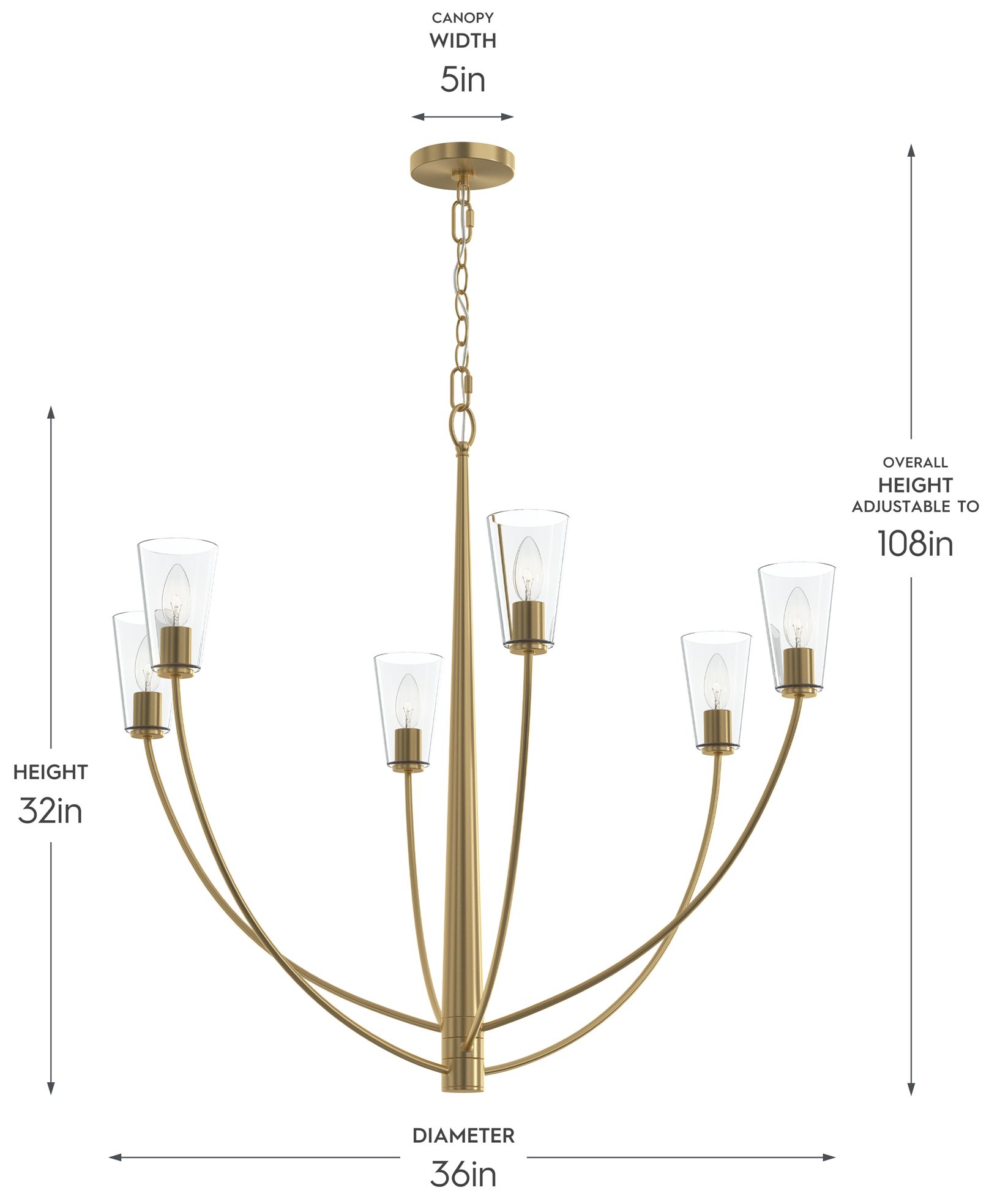 Image 6 Jheni Six-Light Large Chandelier with Clear Glass Shades more views