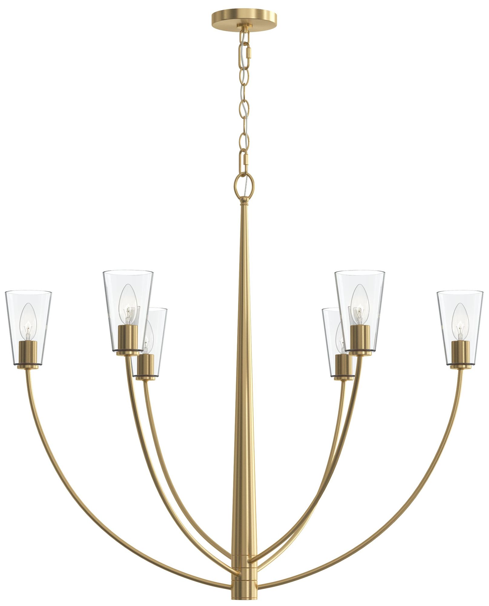 Jheni Six-Light Large Chandelier with Clear Glass Shades