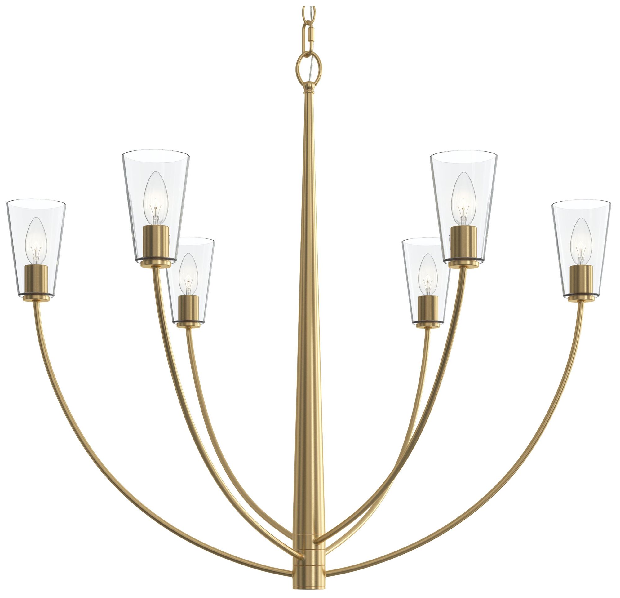 Jheni Six-Light Large Chandelier with Clear Glass Shades