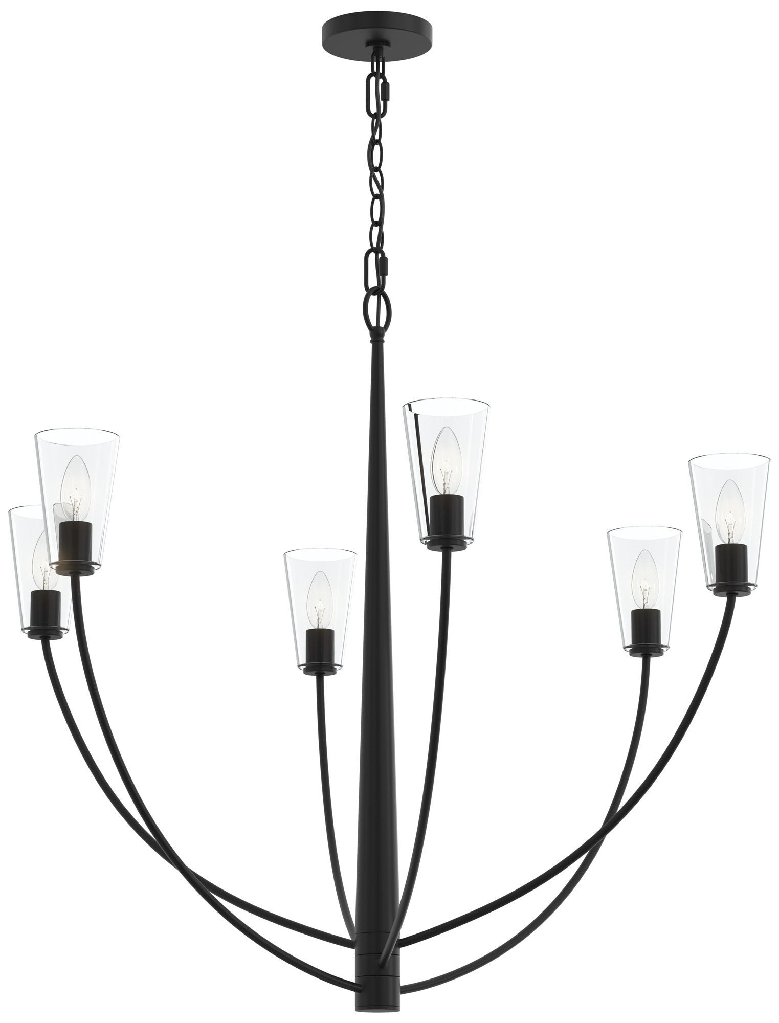 Jheni Six-Light Large Chandelier with Clear Glass Shades