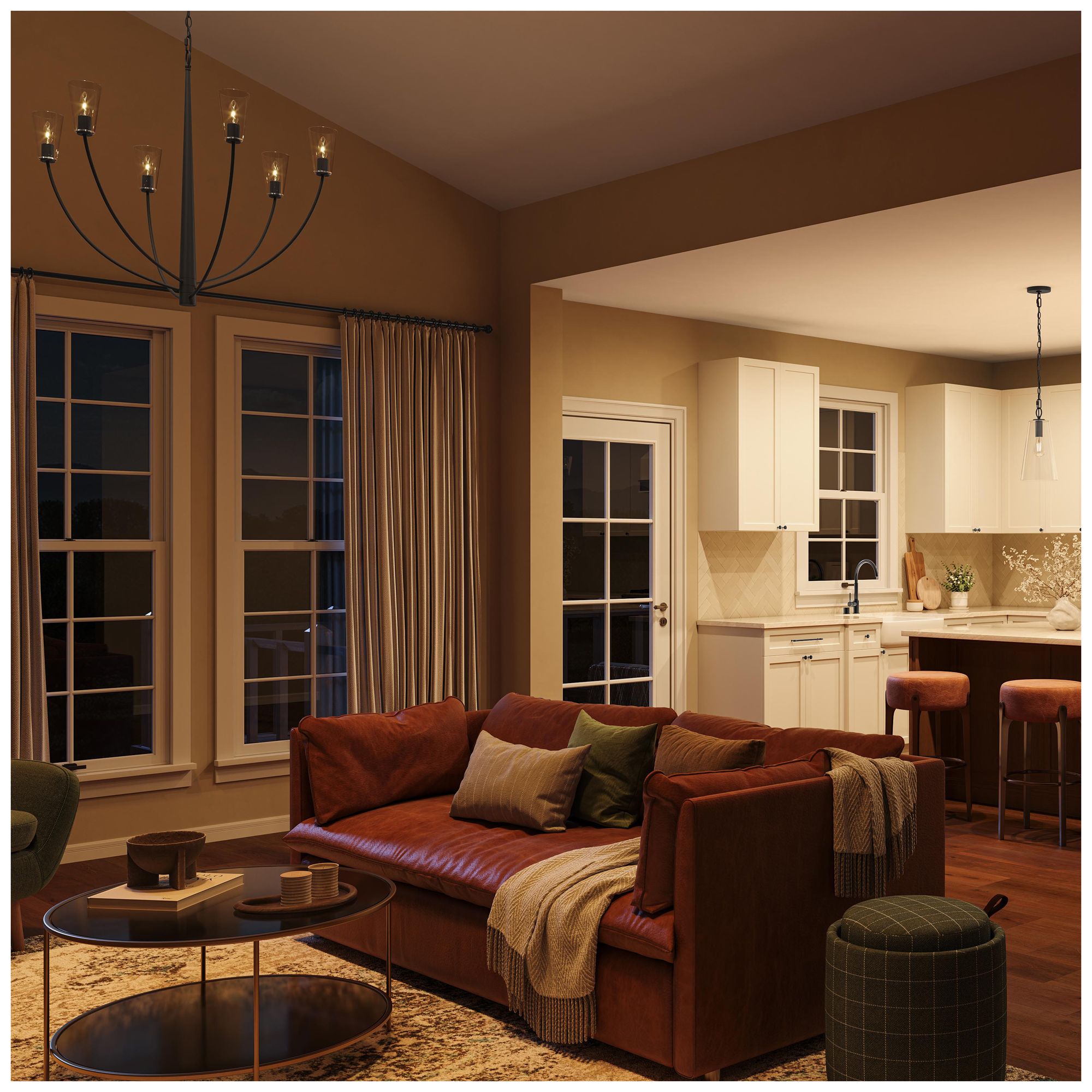 Image 5 Jheni Six-Light Large Chandelier with Clear Glass Shades more views