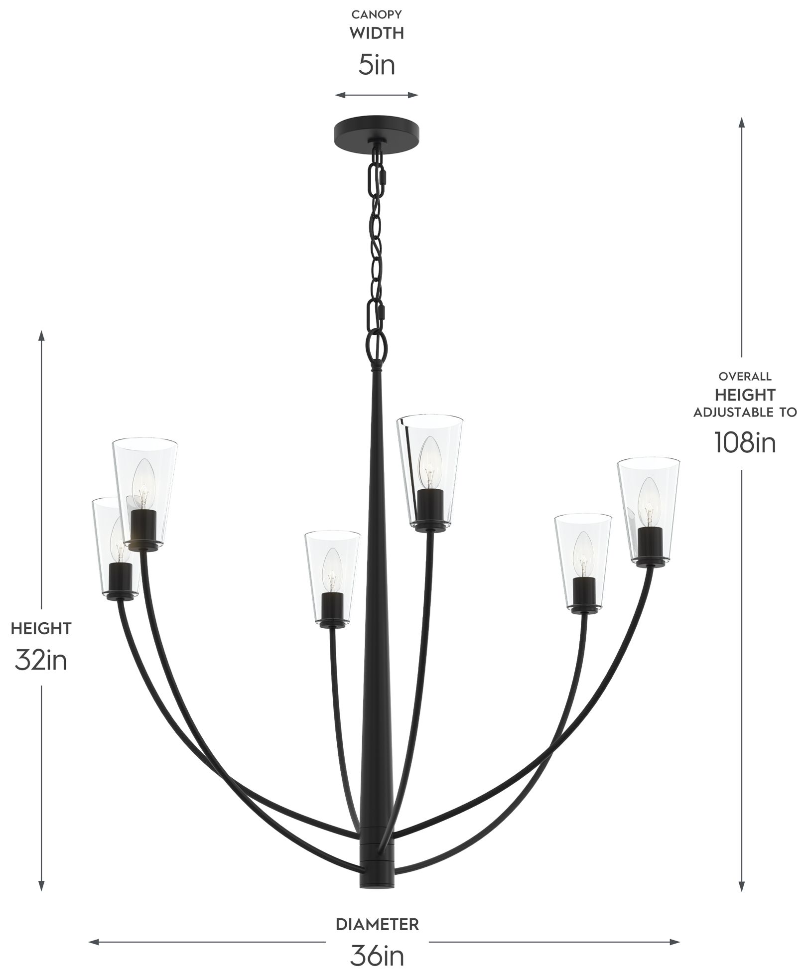Image 6 Jheni Six-Light Large Chandelier with Clear Glass Shades more views