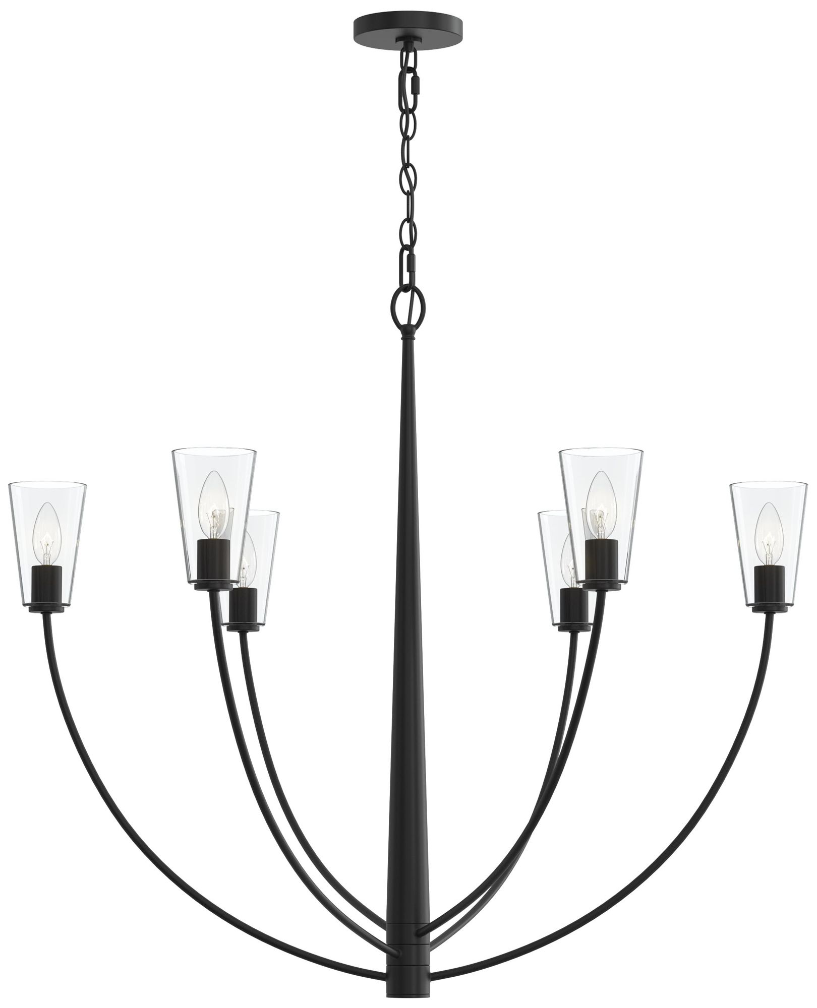 Jheni Six-Light Large Chandelier with Clear Glass Shades