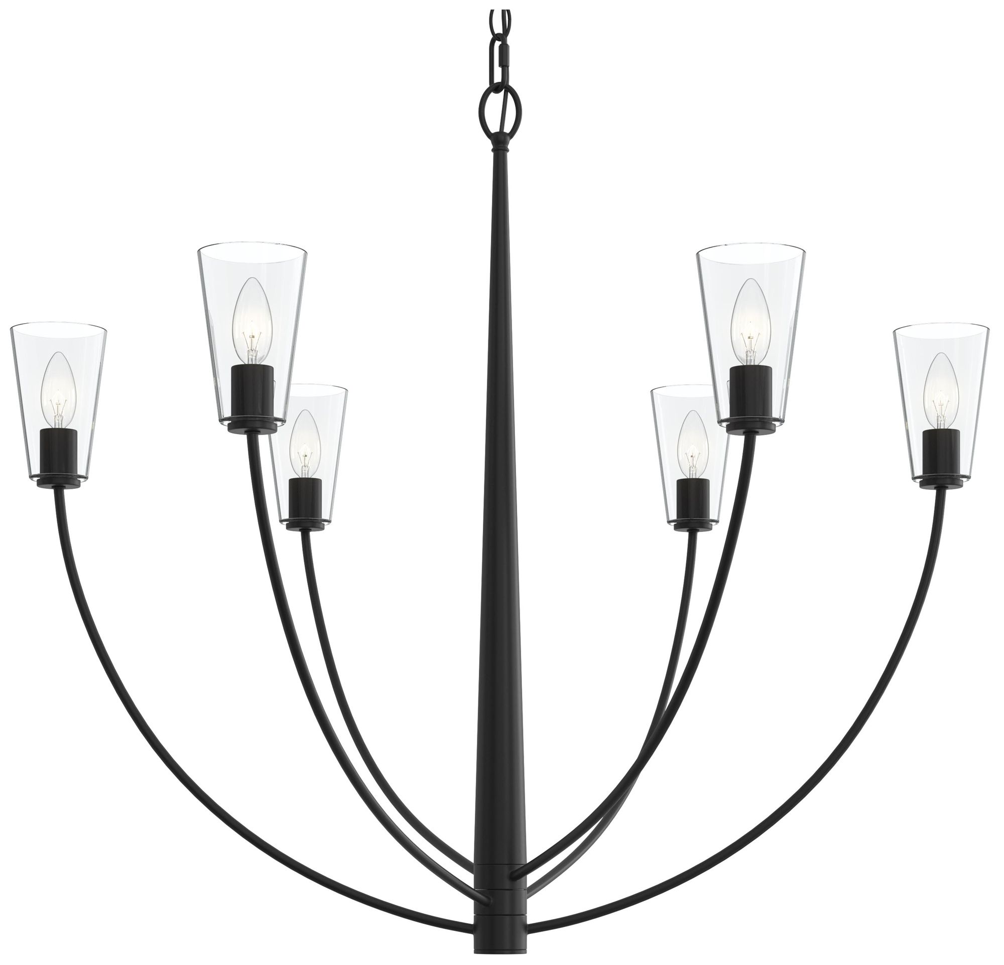 Jheni Six-Light Large Chandelier with Clear Glass Shades