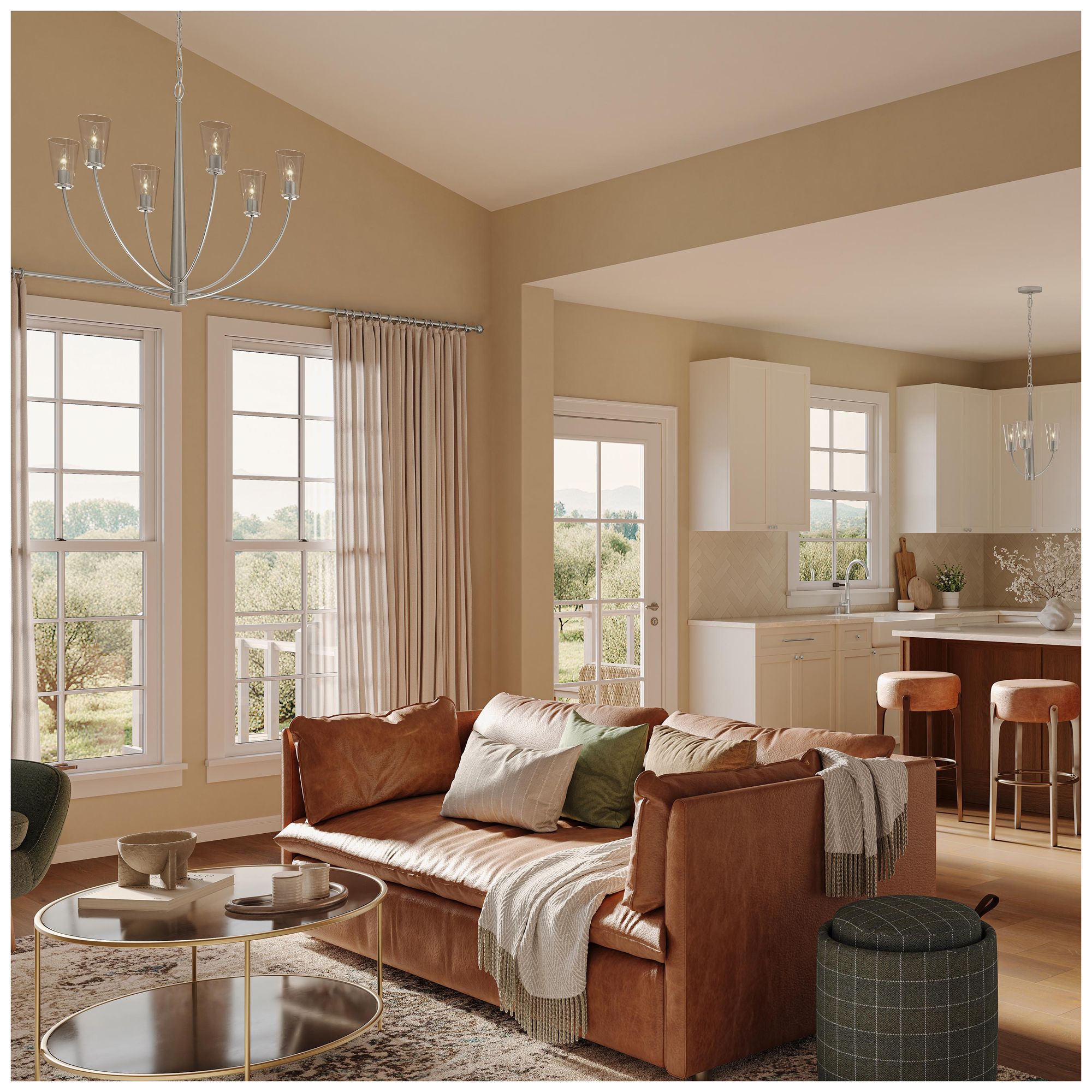 Image 4 Jheni Three-Light  Chandelier with Clear Glass Shades more views