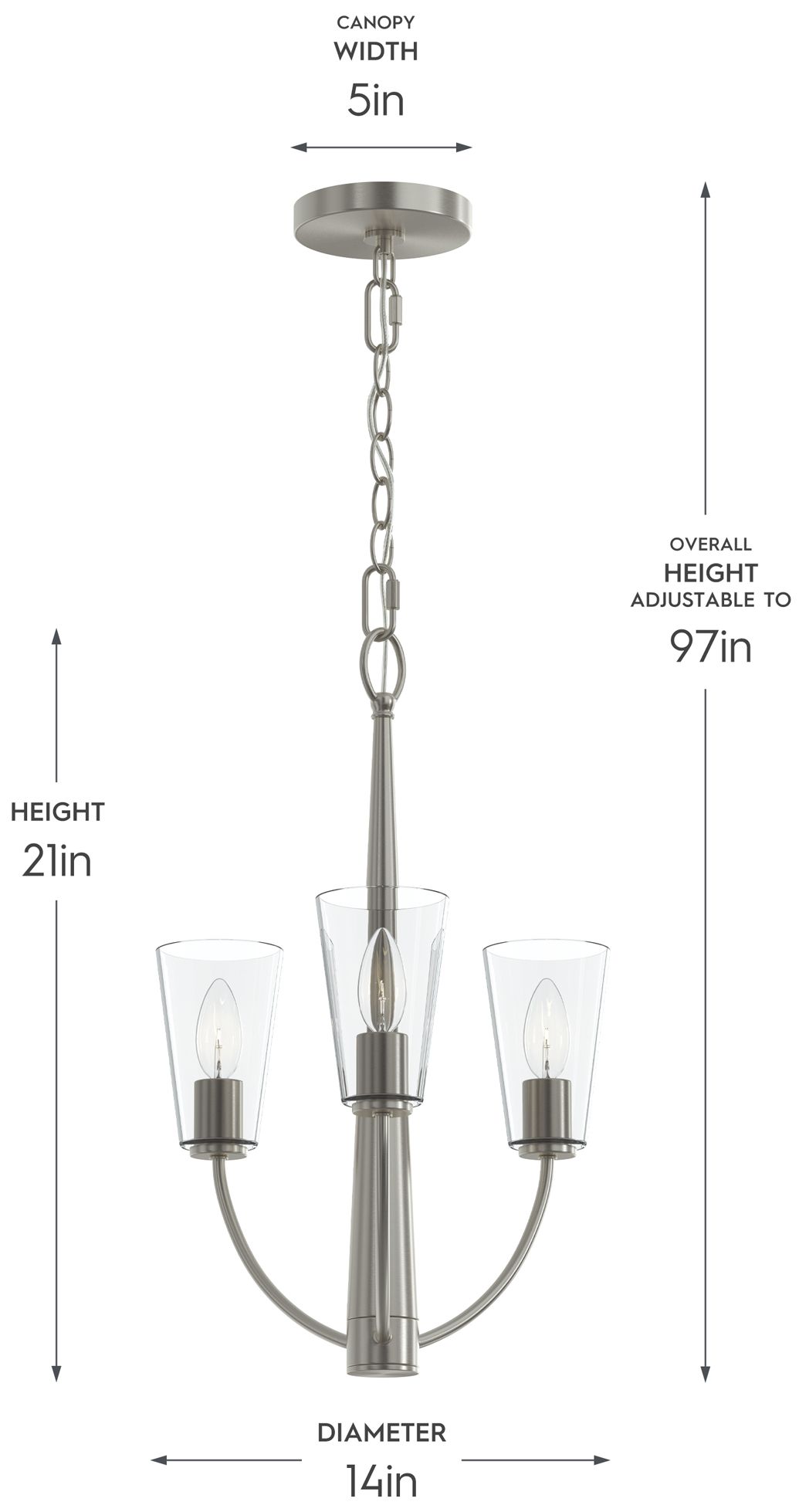 Image 6 Jheni Three-Light  Chandelier with Clear Glass Shades more views