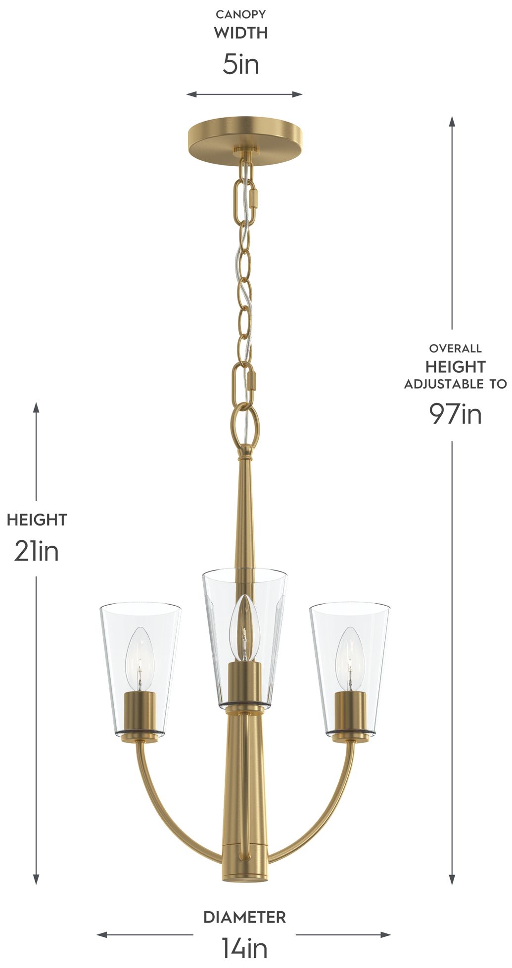 Image 6 Jheni Three-Light  Chandelier with Clear Glass Shades more views