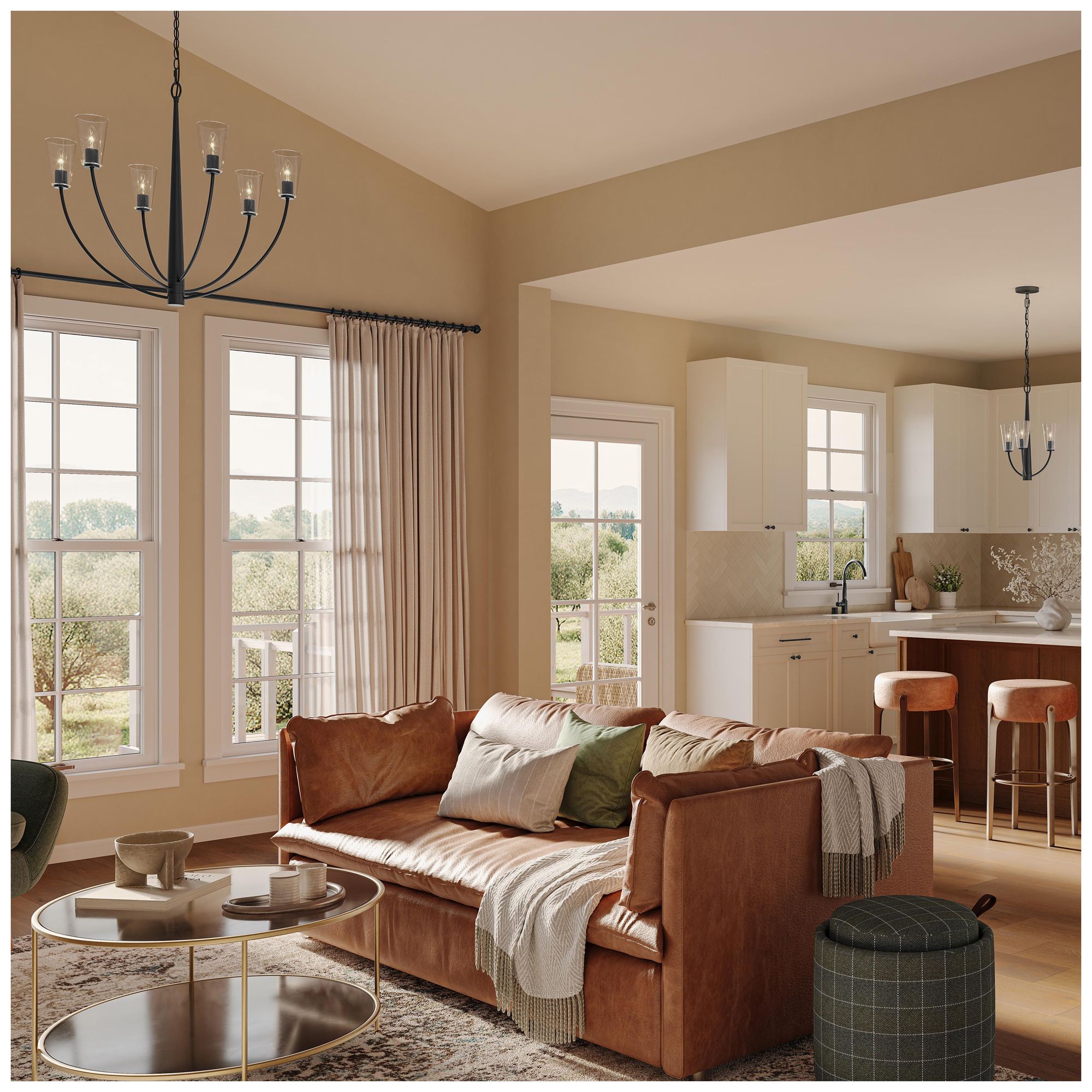Image 4 Jheni Three-Light  Chandelier with Clear Glass Shades more views