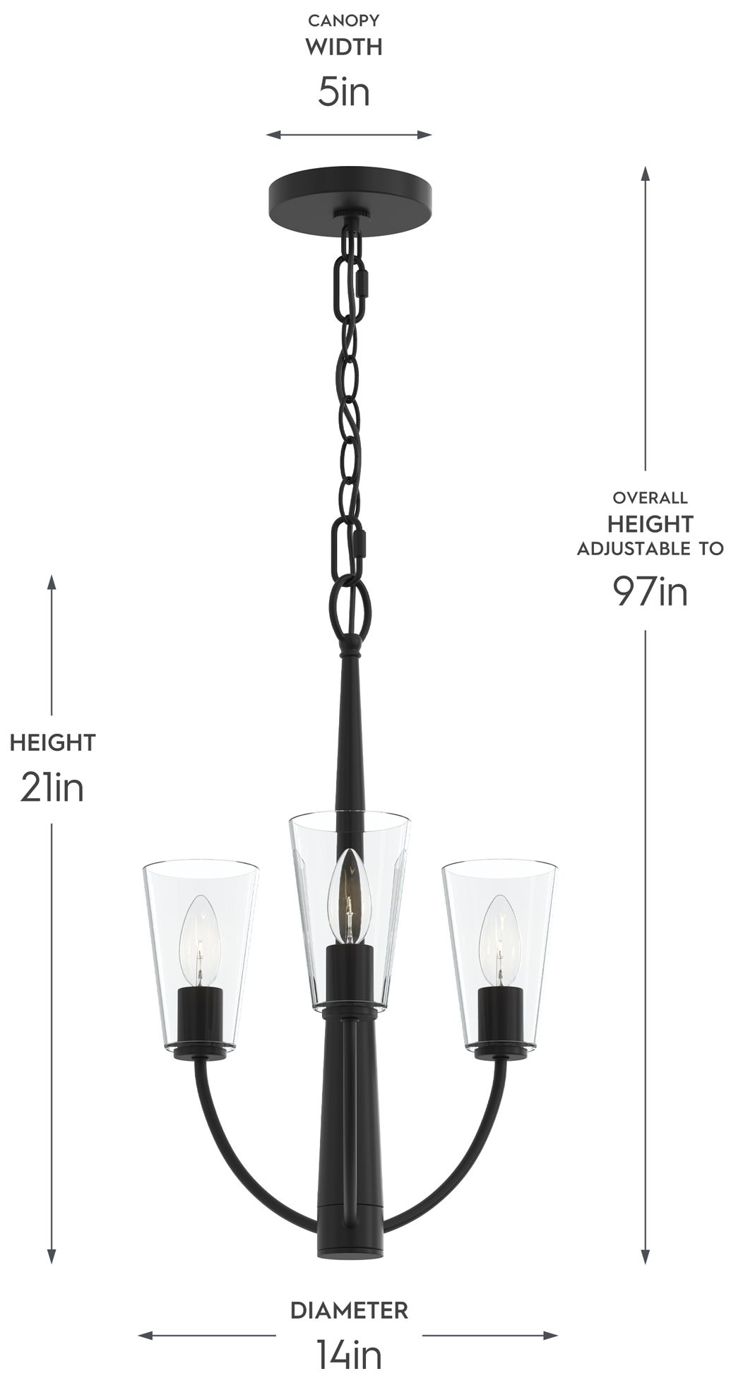 Image 6 Jheni Three-Light  Chandelier with Clear Glass Shades more views