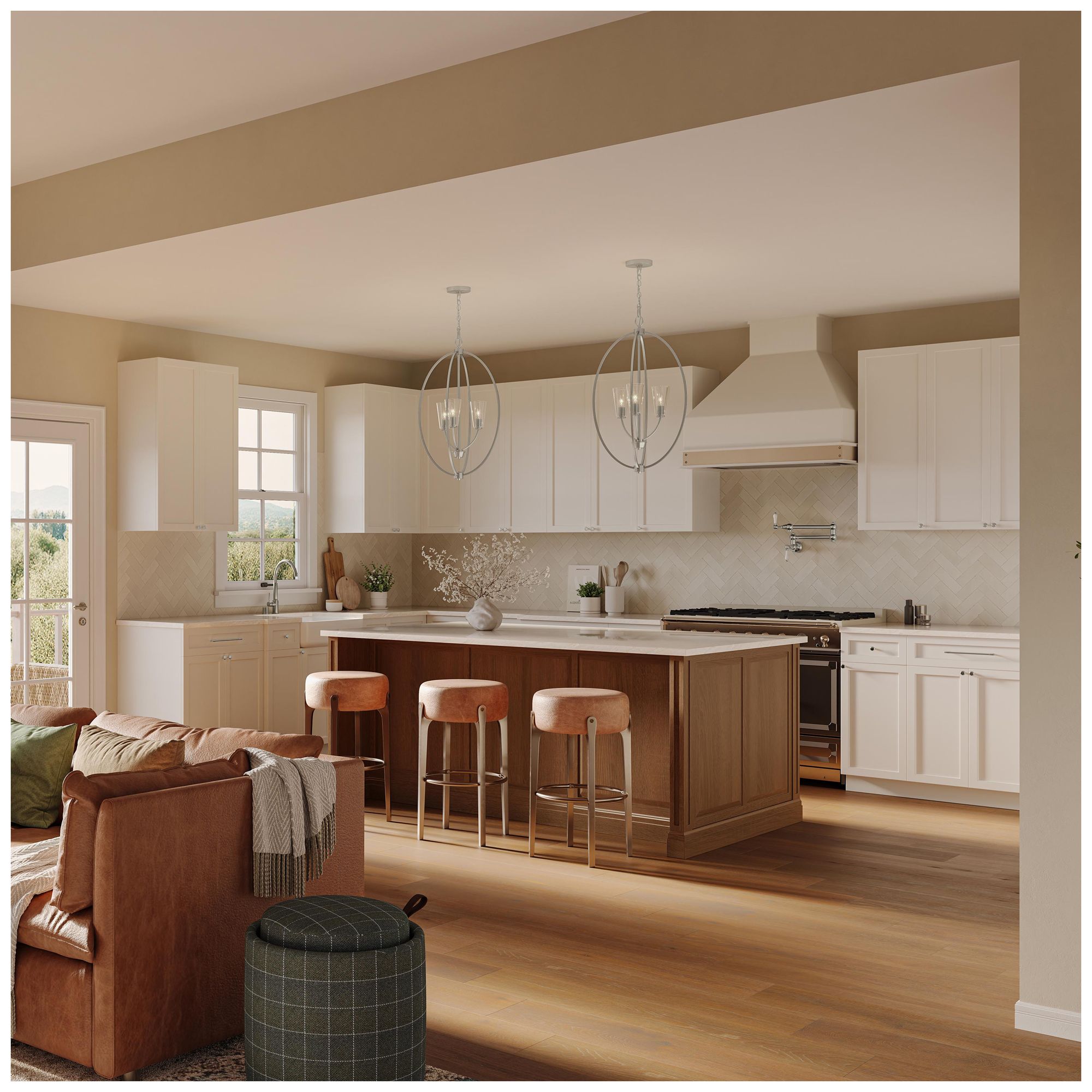 Image 4 Jheni Three-Light Foyer Pendant with Clear Glass Shades more views