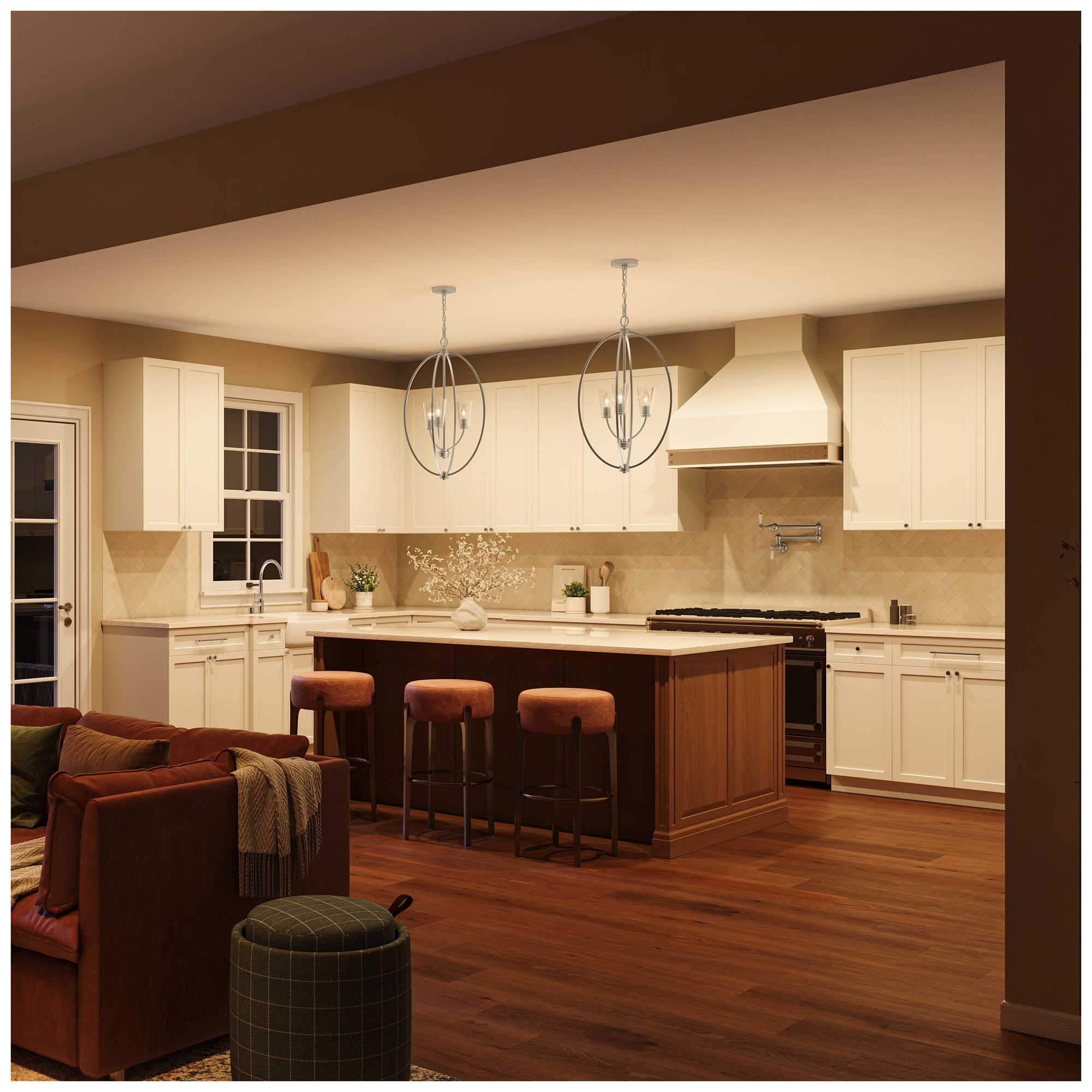 Image 5 Jheni Three-Light Foyer Pendant with Clear Glass Shades more views