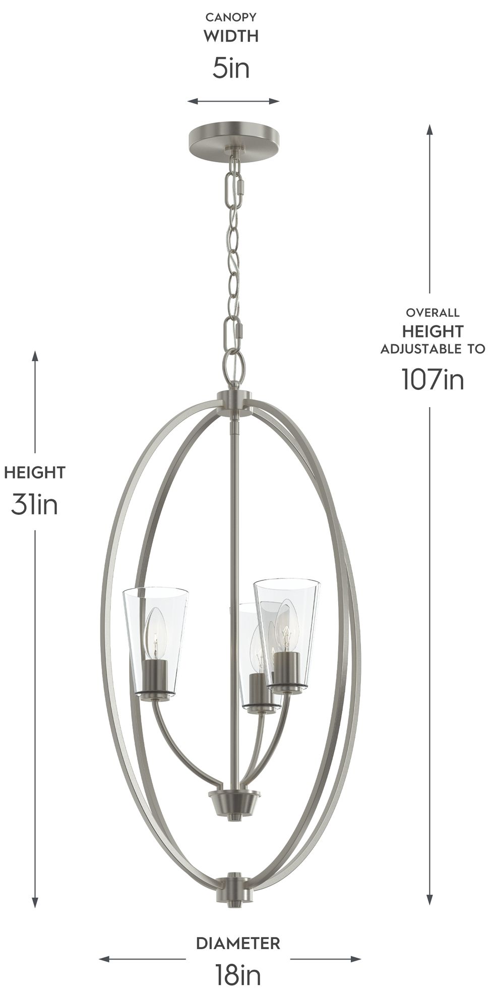 Image 6 Jheni Three-Light Foyer Pendant with Clear Glass Shades more views