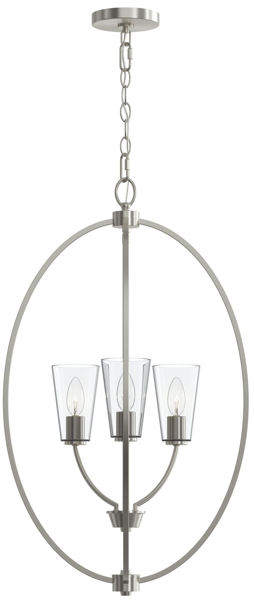 Jheni Three-Light Foyer Pendant with Clear Glass Shades
