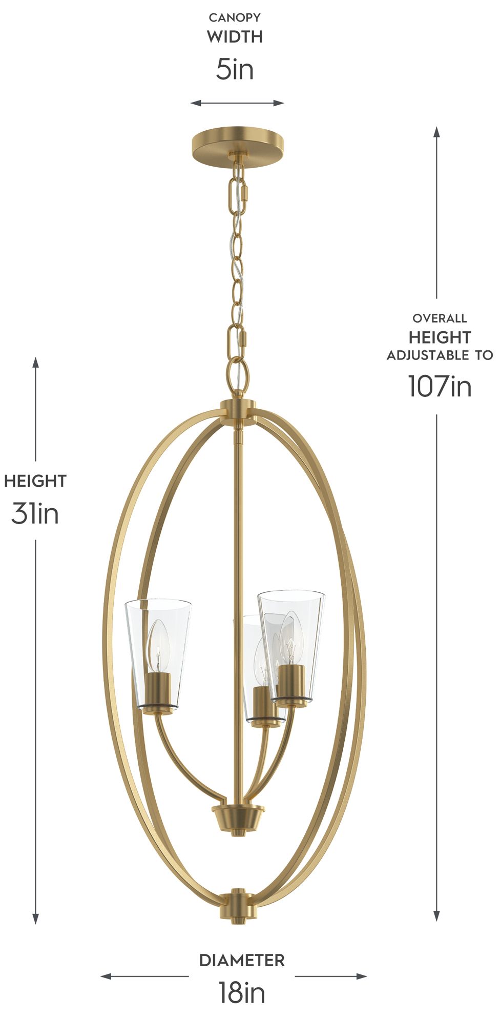 Image 6 Jheni Three-Light Foyer Pendant with Clear Glass Shades more views