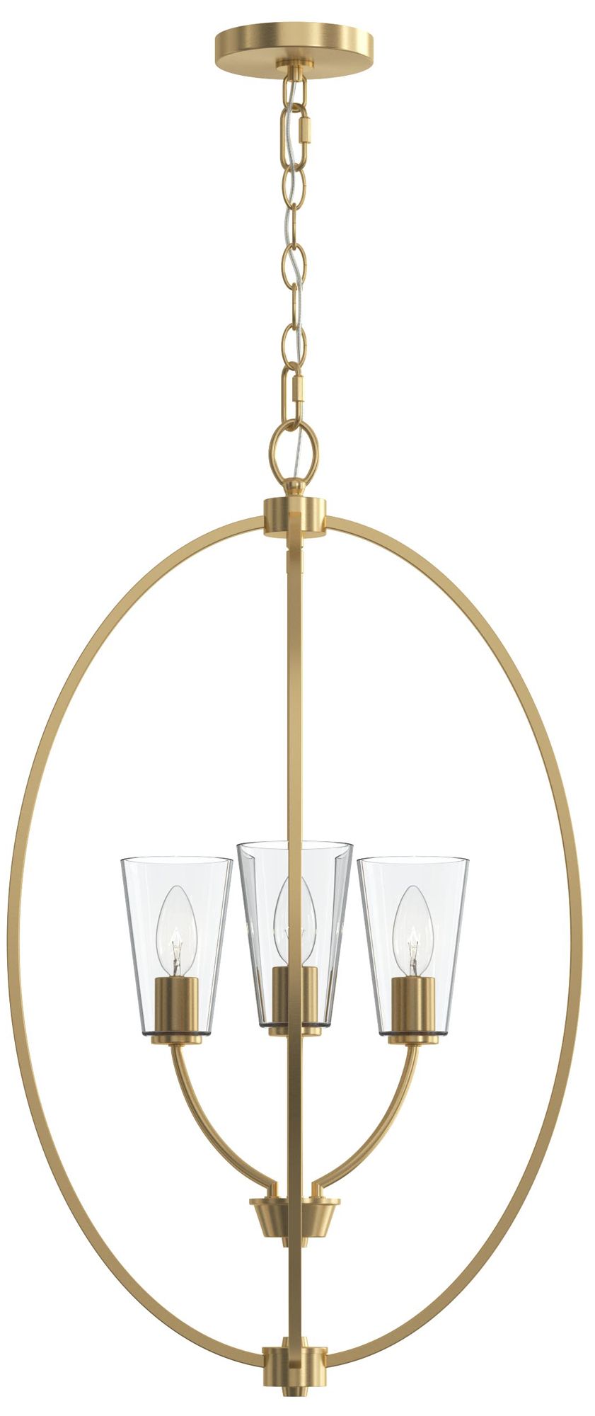 Jheni Three-Light Foyer Pendant with Clear Glass Shades