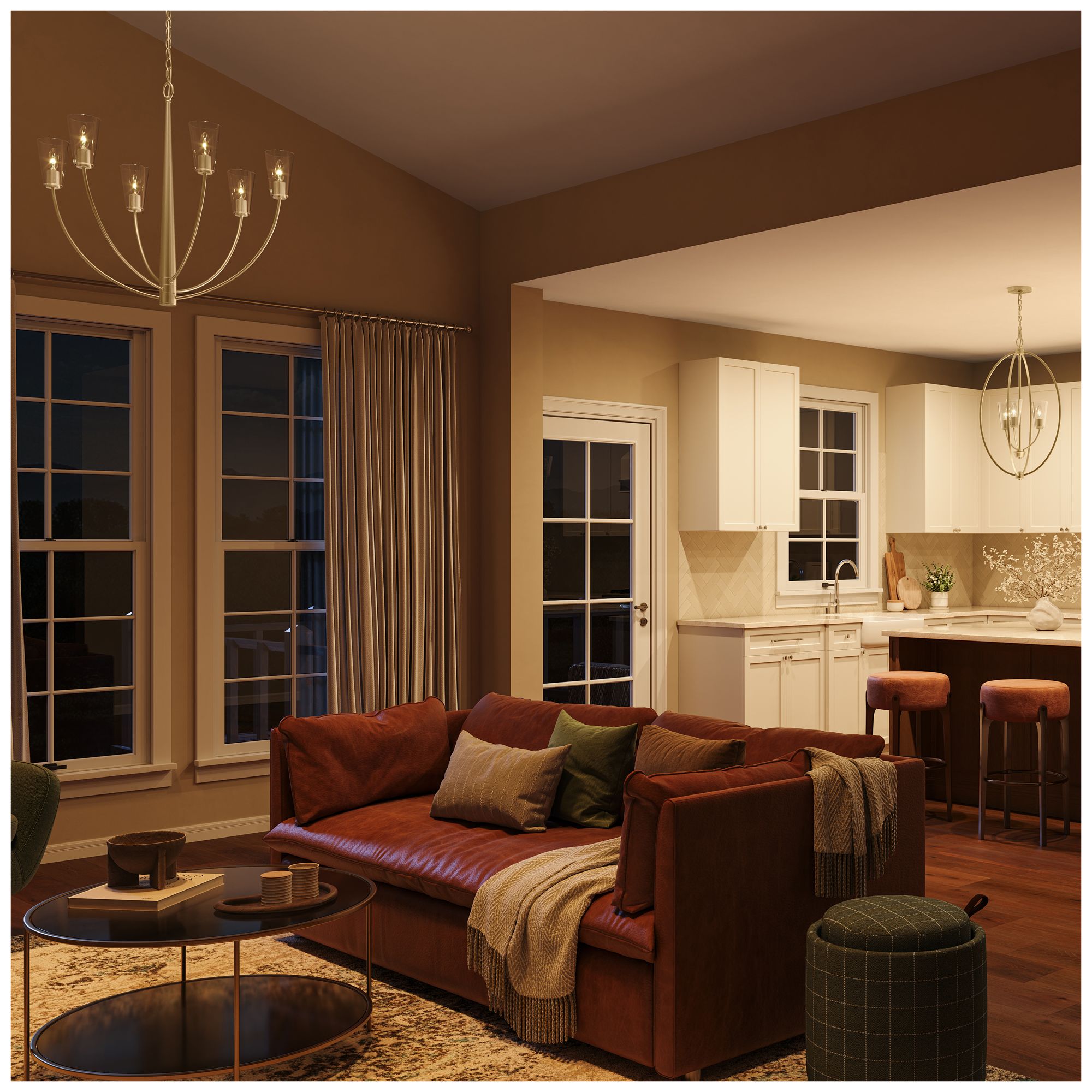 Jheni Three-Light Foyer Pendant with Clear Glass Shades