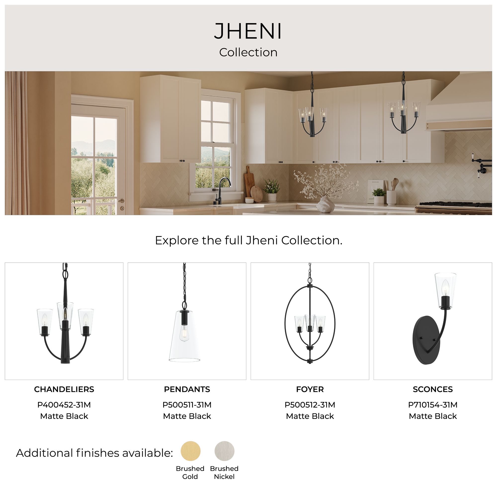 Jheni Three-Light Foyer Pendant with Clear Glass Shades