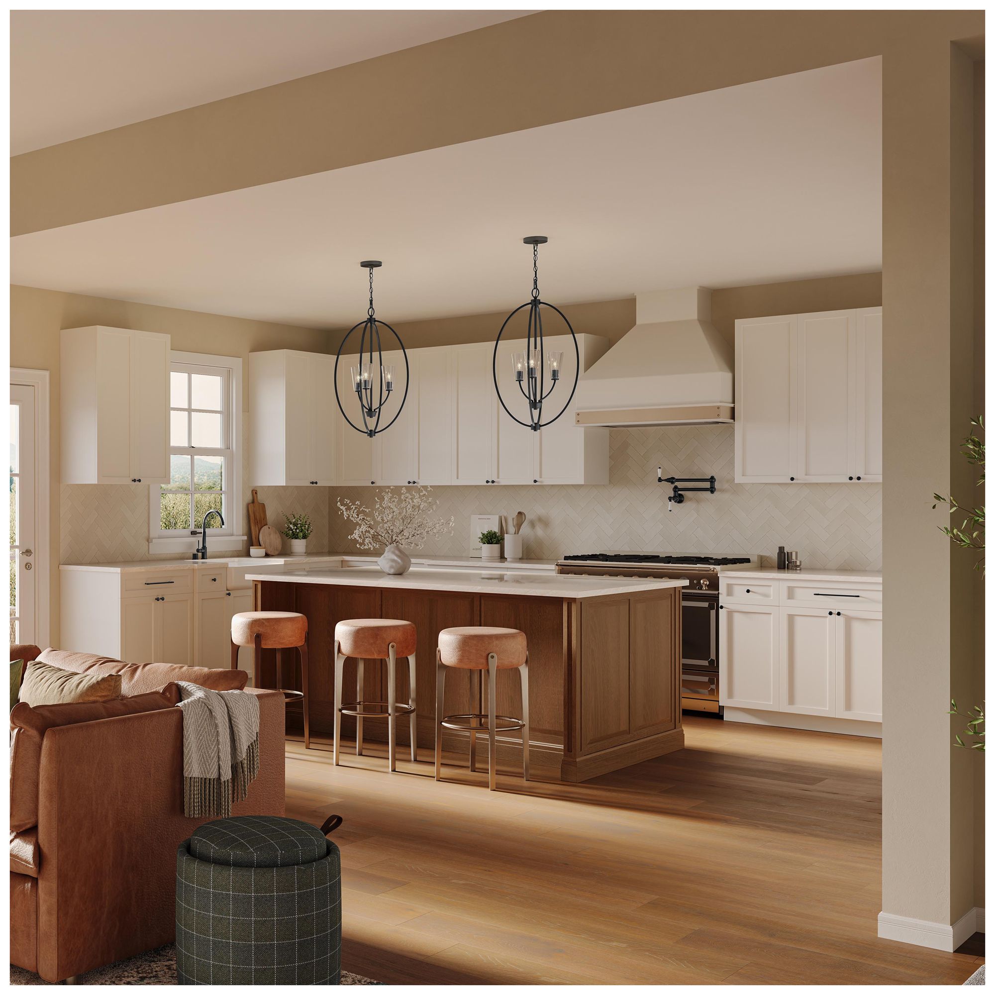Image 3 Jheni Three-Light Foyer Pendant with Clear Glass Shades more views