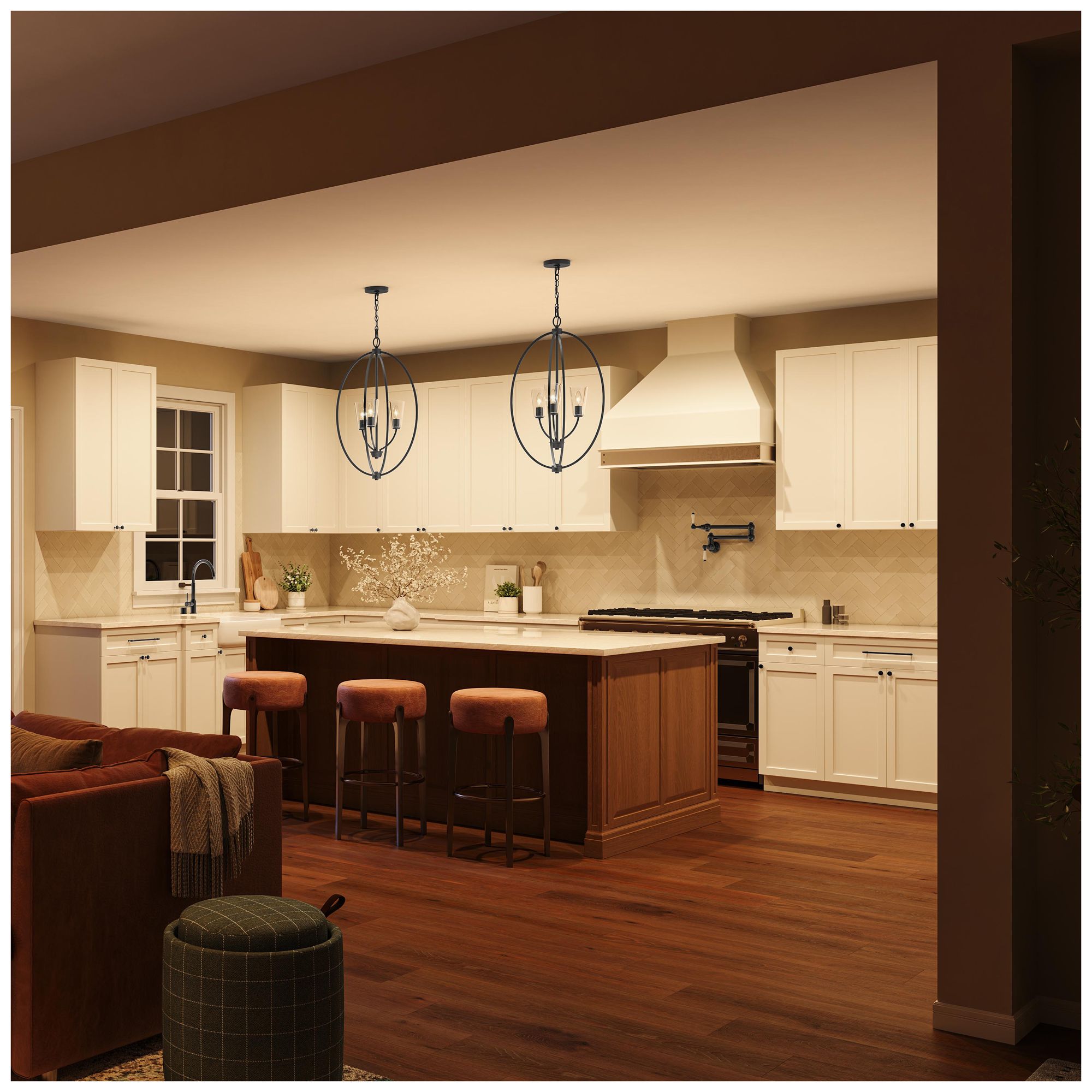 Image 4 Jheni Three-Light Foyer Pendant with Clear Glass Shades more views