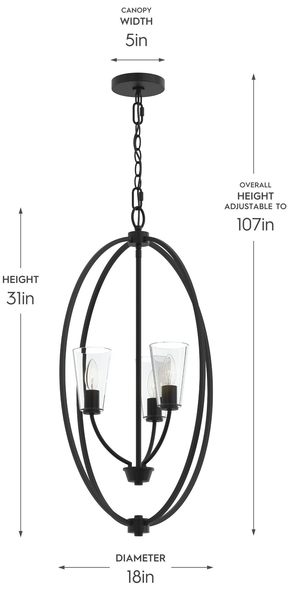 Image 5 Jheni Three-Light Foyer Pendant with Clear Glass Shades more views