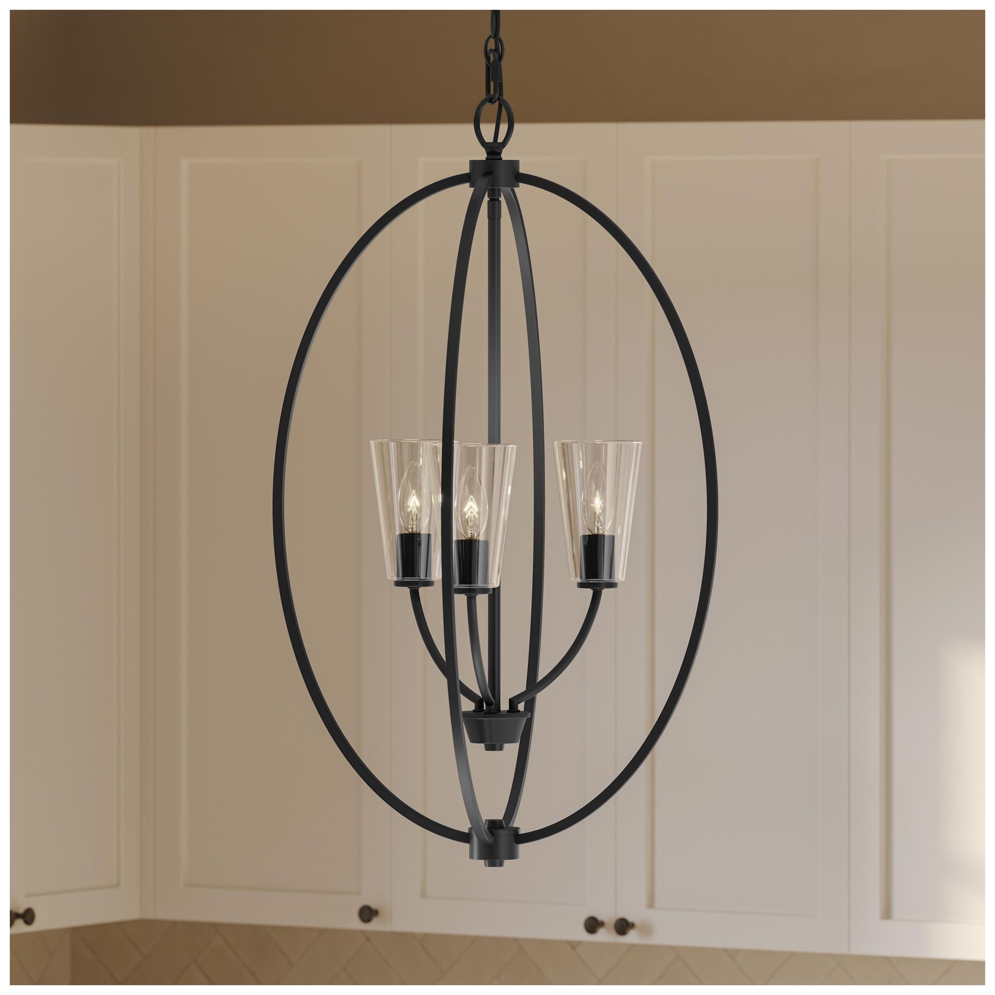 Jheni Three-Light Foyer Pendant with Clear Glass Shades