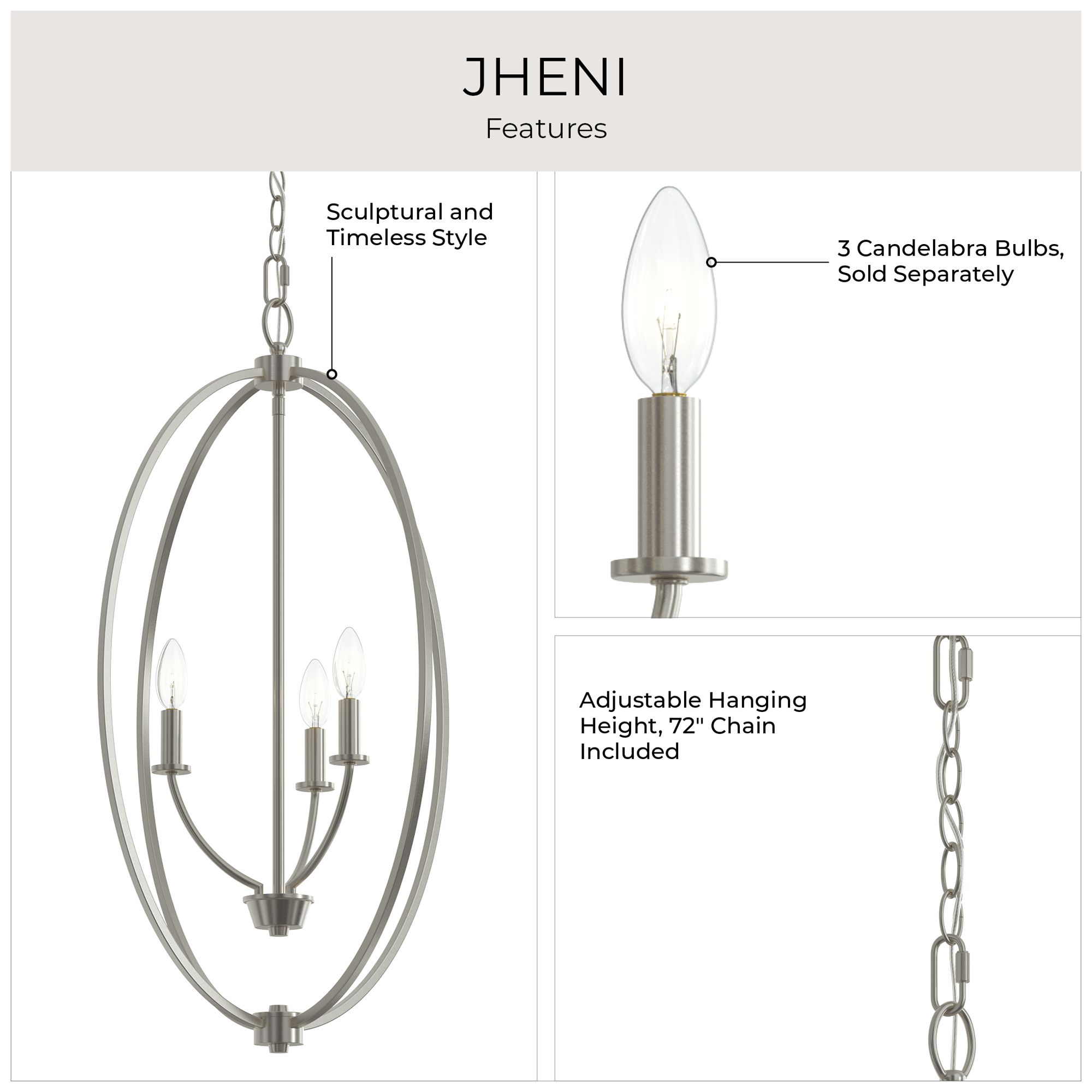 Jheni Three-Light Foyer Pendant