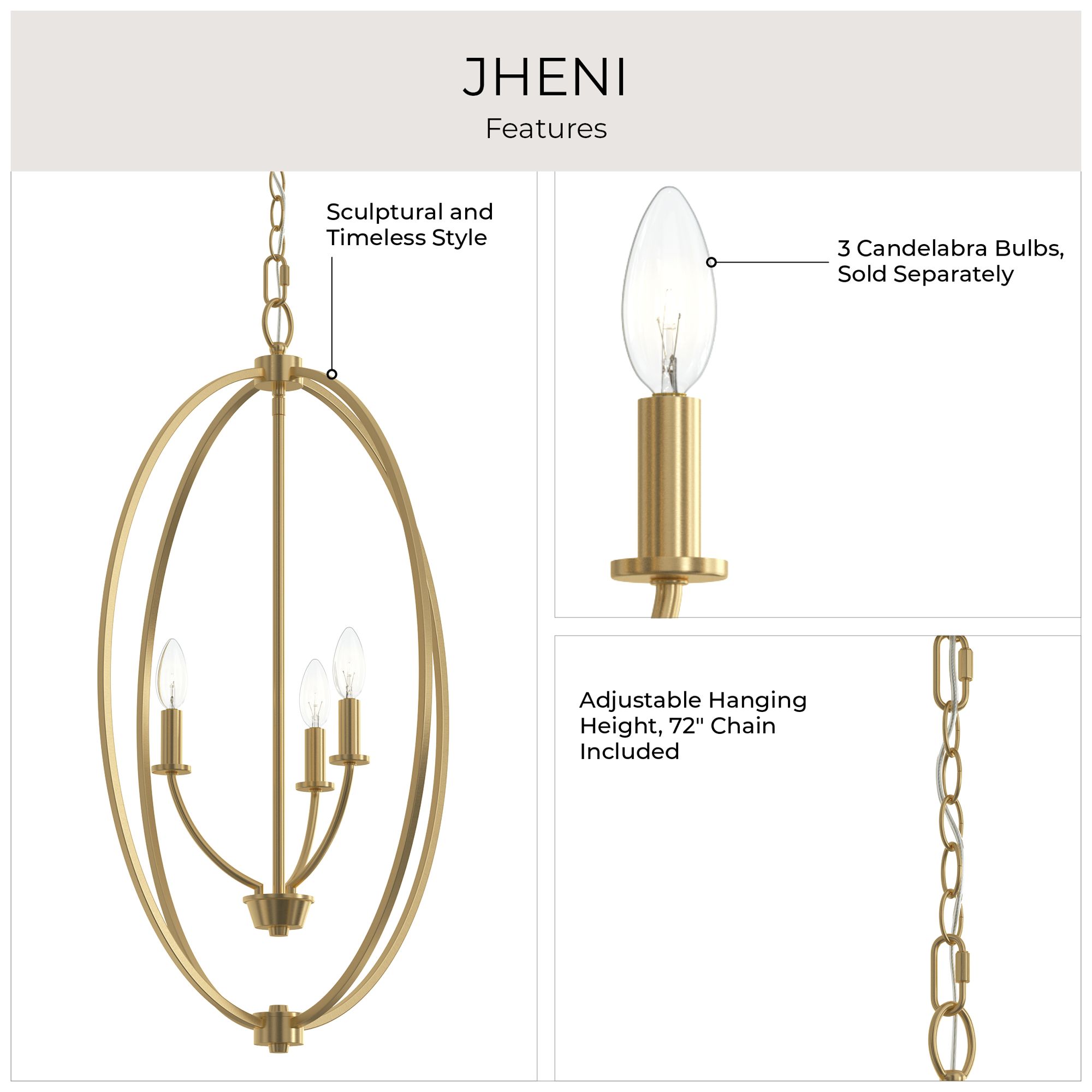 Jheni Three-Light Foyer Pendant