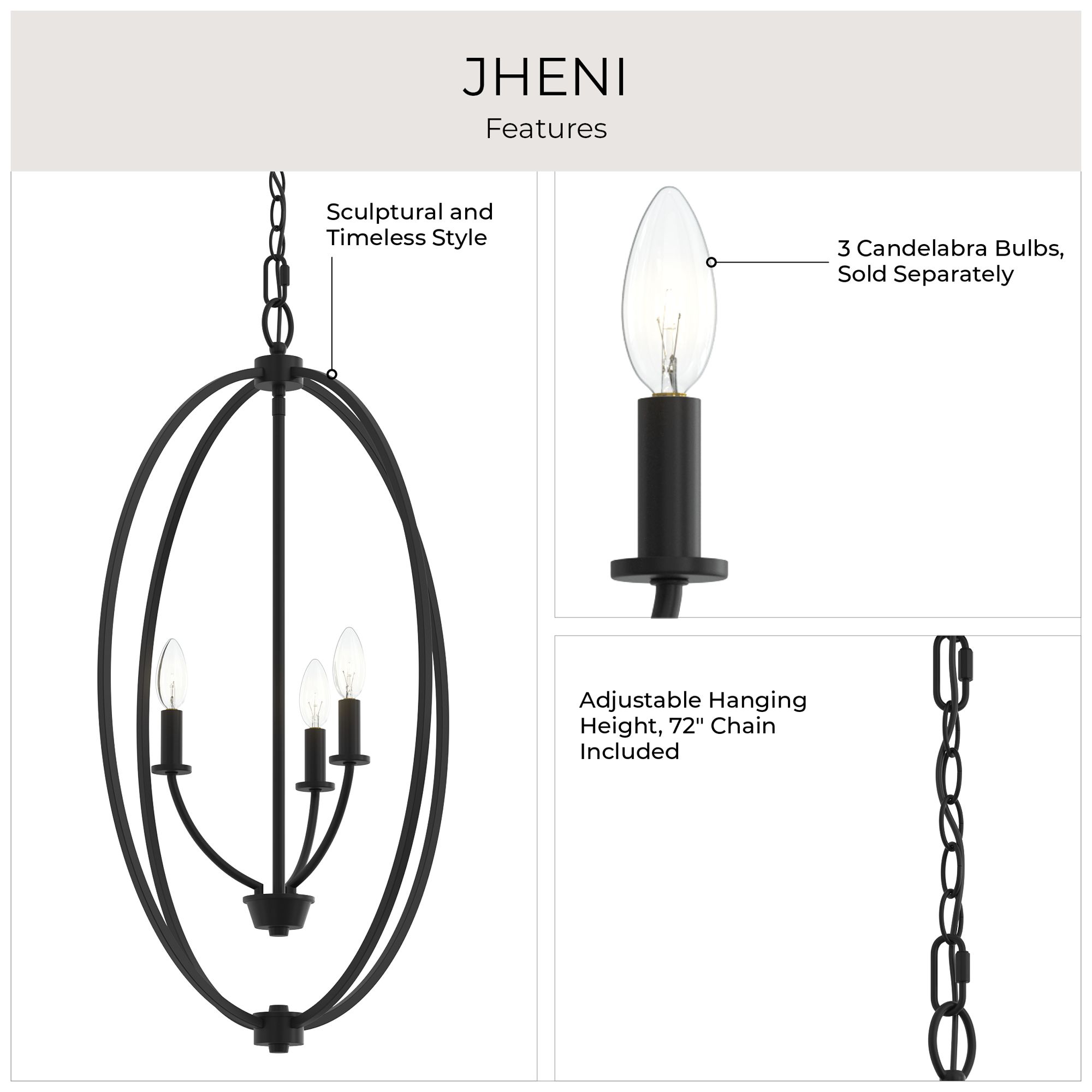 Jheni Three-Light Foyer Pendant