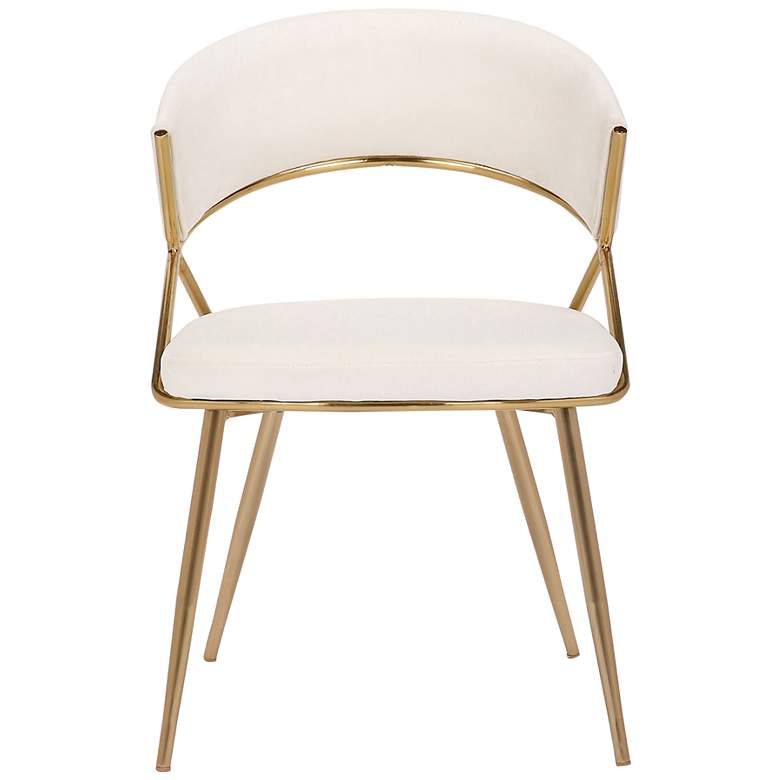 Image 5 Jie Glam Dining Chair in Gold Steel and Cream Velvet by LumiSource Pair more views