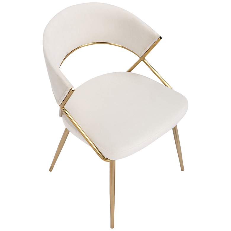 Image 6 Jie Glam Dining Chair in Gold Steel and Cream Velvet by LumiSource Pair more views
