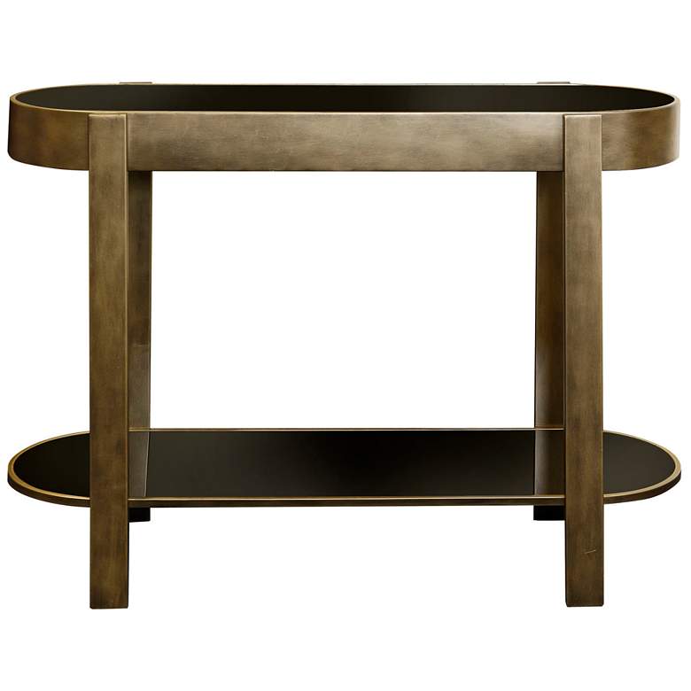 Image 1 Jim Gaffey 32" High Black Glass Oval Console Table