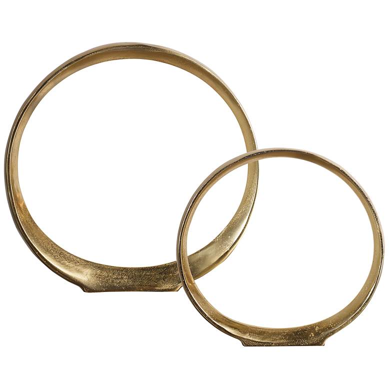 Image 2 Jimena 14" High Gold Ring Metal Sculptures Set of 2