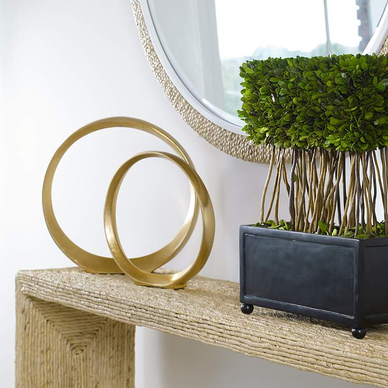 Image 4 Jimena 14" High Gold Ring Metal Sculptures Set of 2 more views